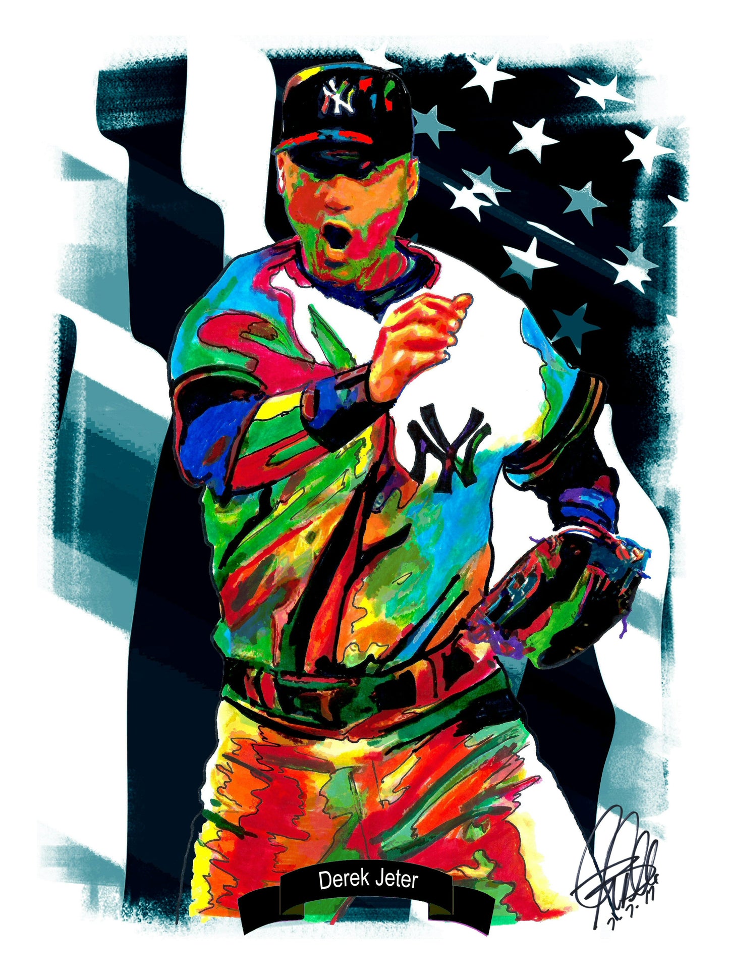 Derek Jeter New York Yankees Baseball Sports Poster Print Wall Art 18x24