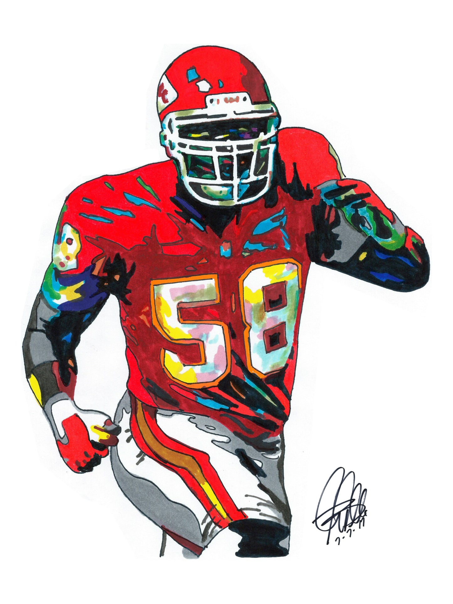 Derrick Thomas Kansas City Chiefs Football Poster Print Wall Art 18x24