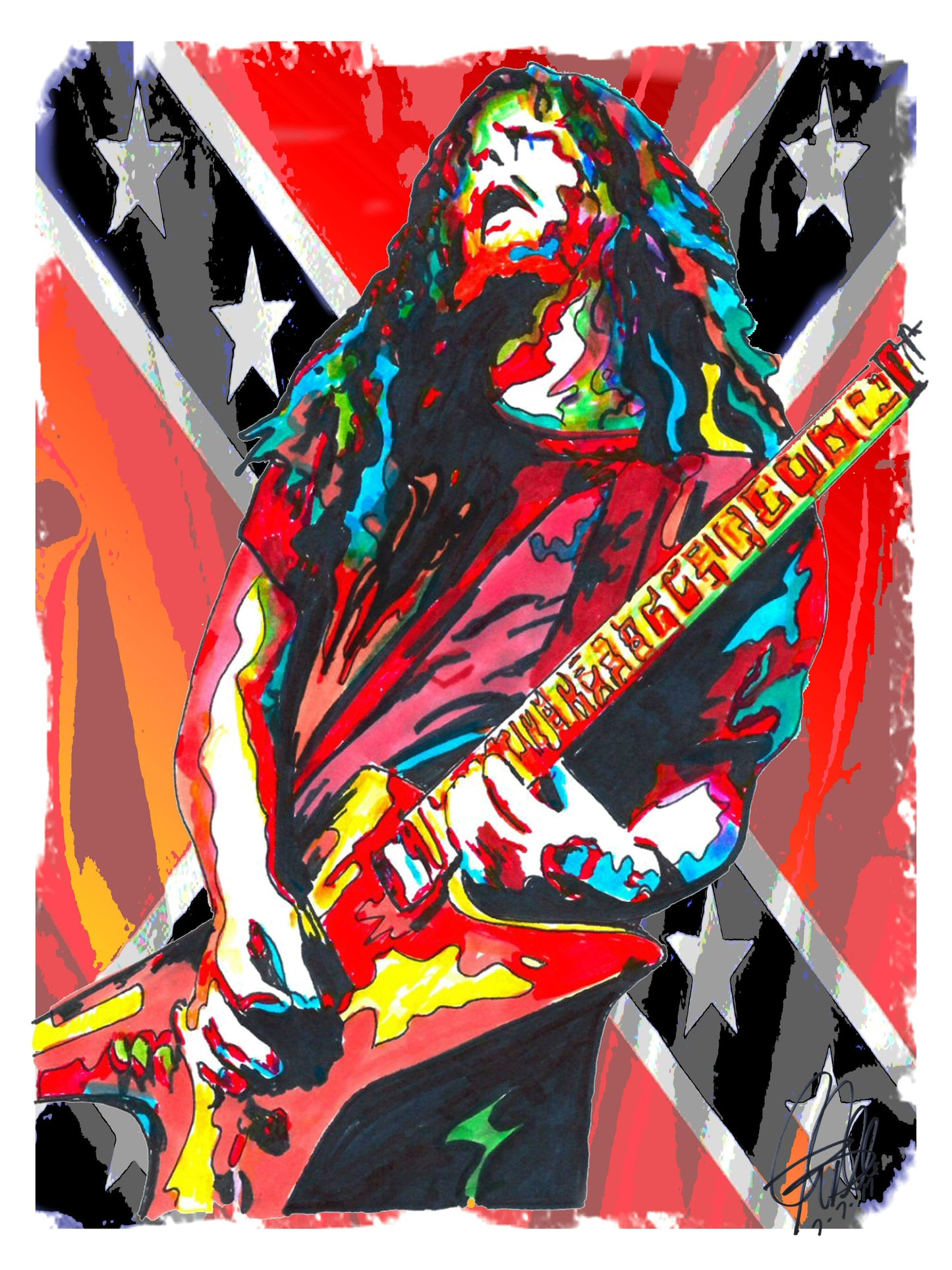 Dimebag Darrell Pantera Guitar Heavy Metal Music Poster Print Wall Art 18x24