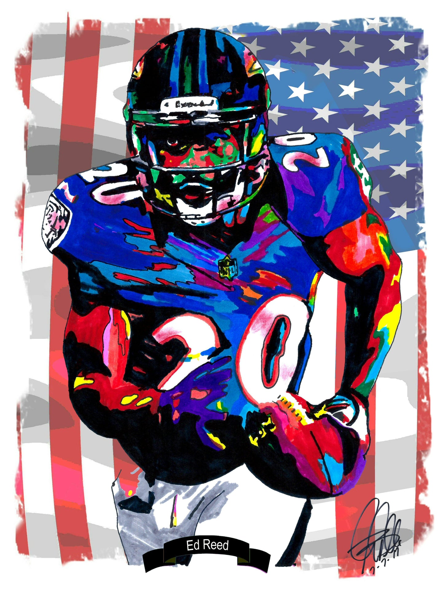 Ed Reed Baltimore Ravens Safety NFL Football Sports Poster Print Wall Art 8.5x11