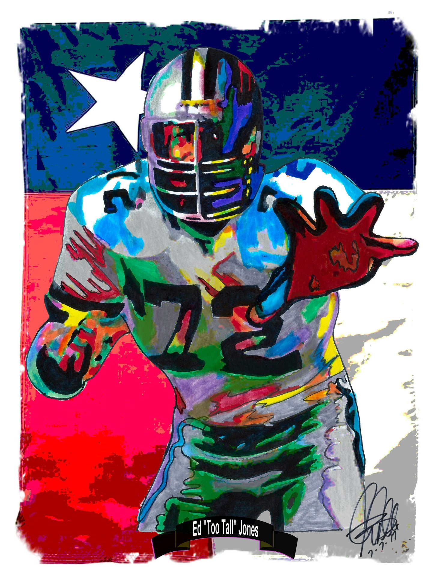 Ed Too Tall Jones Dallas Cowboys Football Sports Poster Print Wall Art 18x24