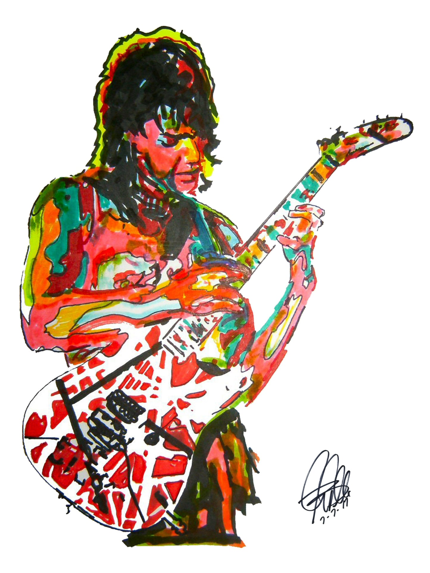 Eddie Van Halen Guitar Metal Rock Music Poster Print Wall Art 8.5x11