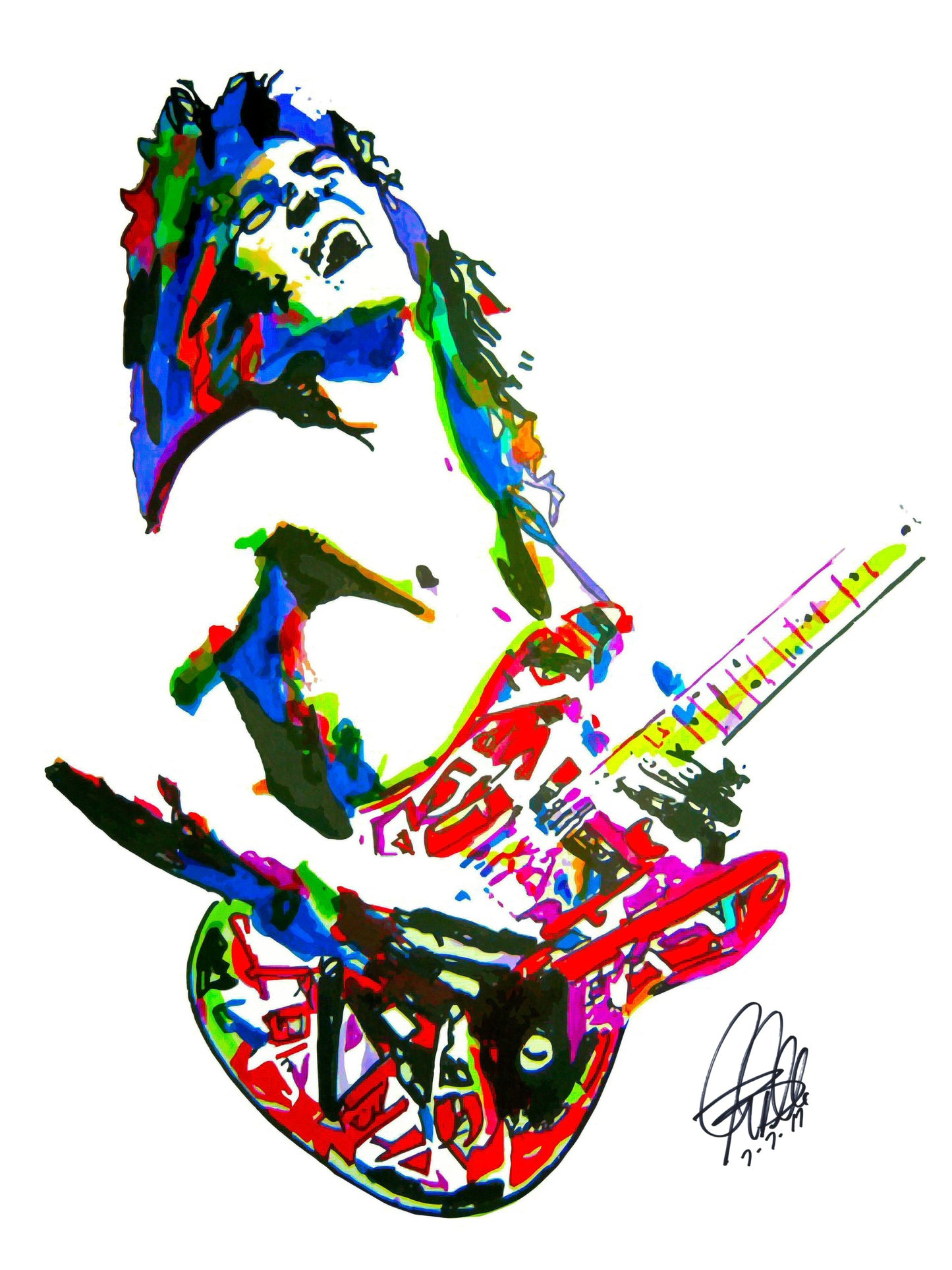 Eddie Van Halen Guitar Hard Rock Music Poster Print Wall Art 18x24