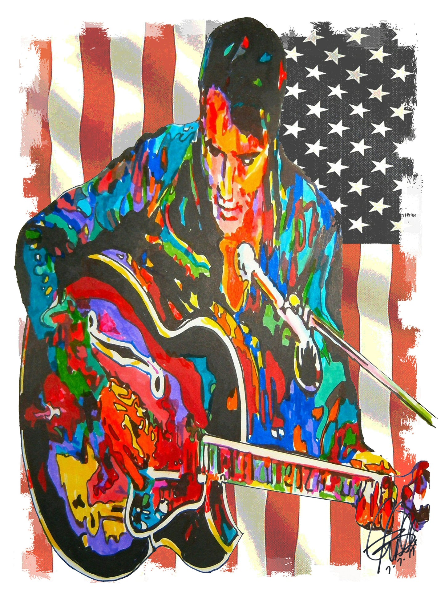 Elvis Presley Singer Guitar Rockabilly Music Poster Print Wall Art 18x24