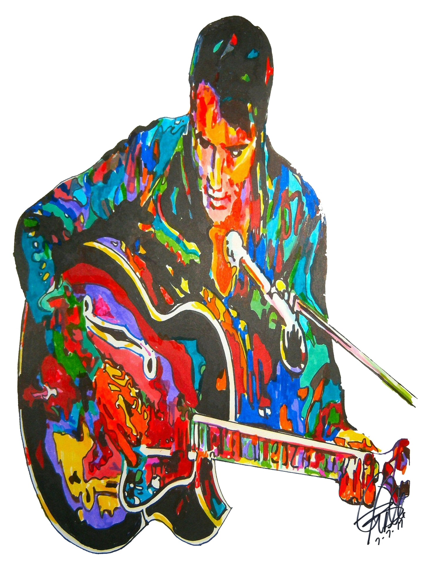 Elvis Presley Guitar Rock Music Poster Print Wall Art 18x24