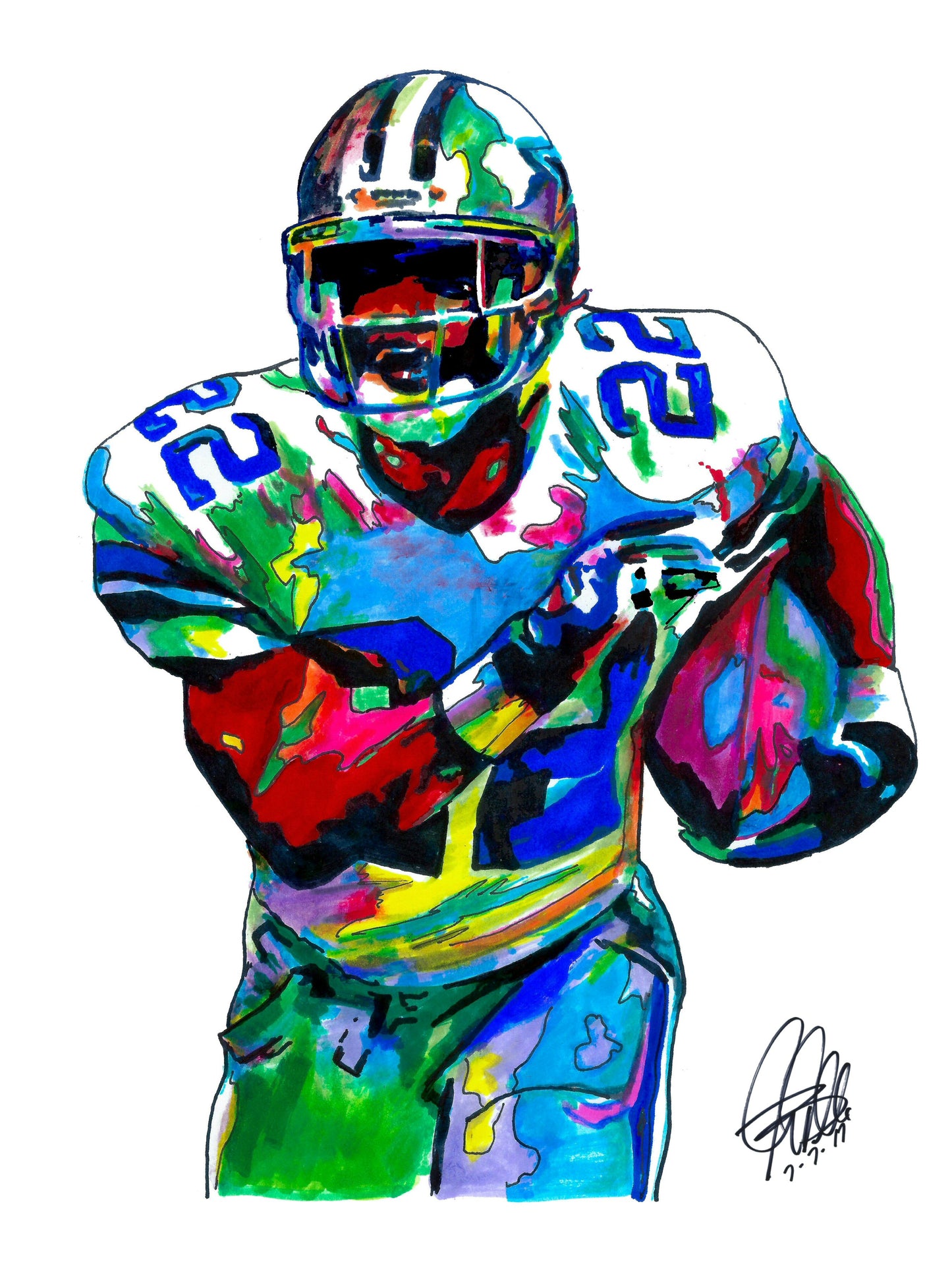 Emmitt Smith Dallas Cowboys Running Back Football Poster Print Wall Art 18x24