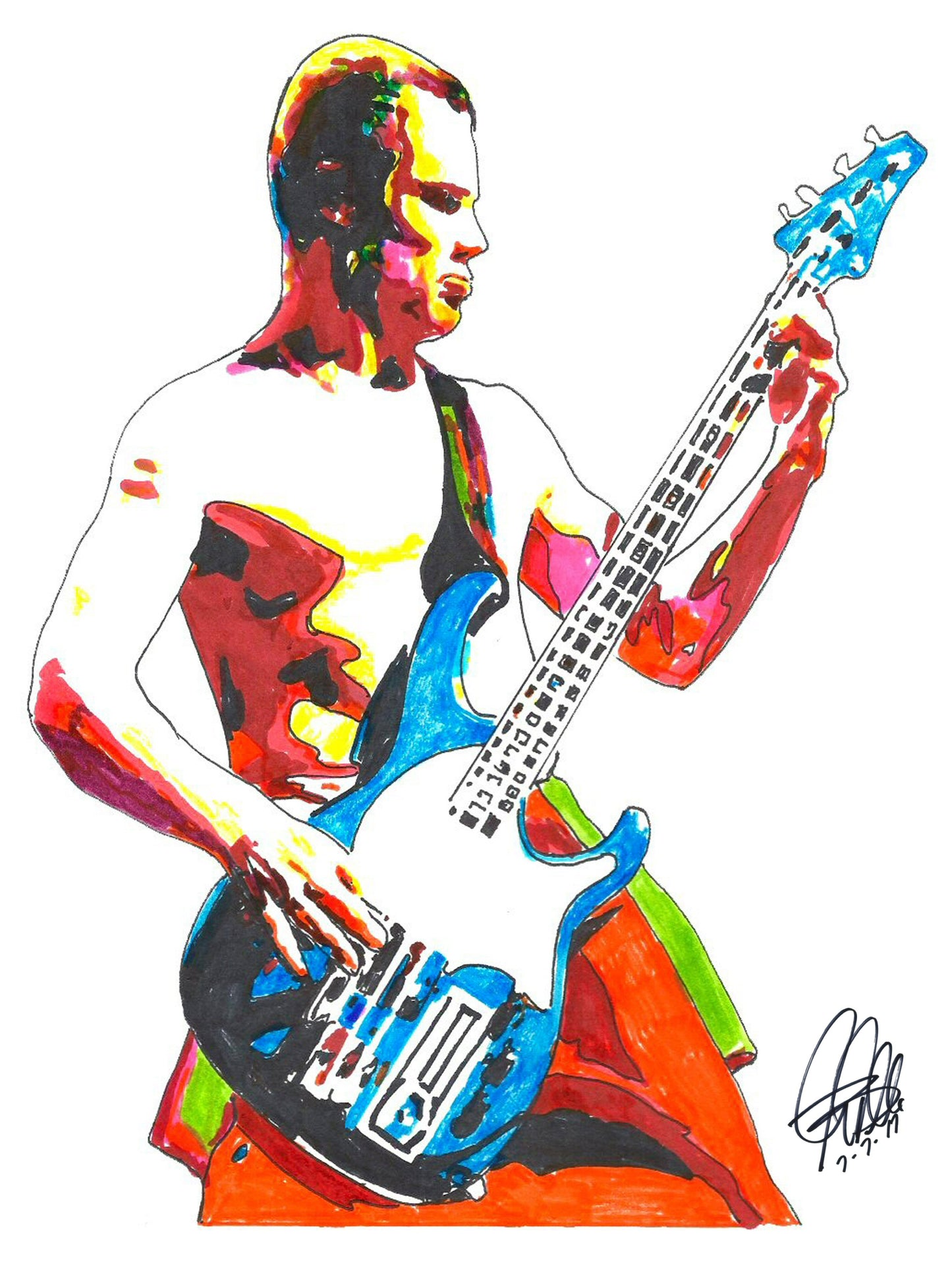 Flea Red Hot Chili Peppers Bass Guitar Funk Rock Music Poster Print Art 18x24