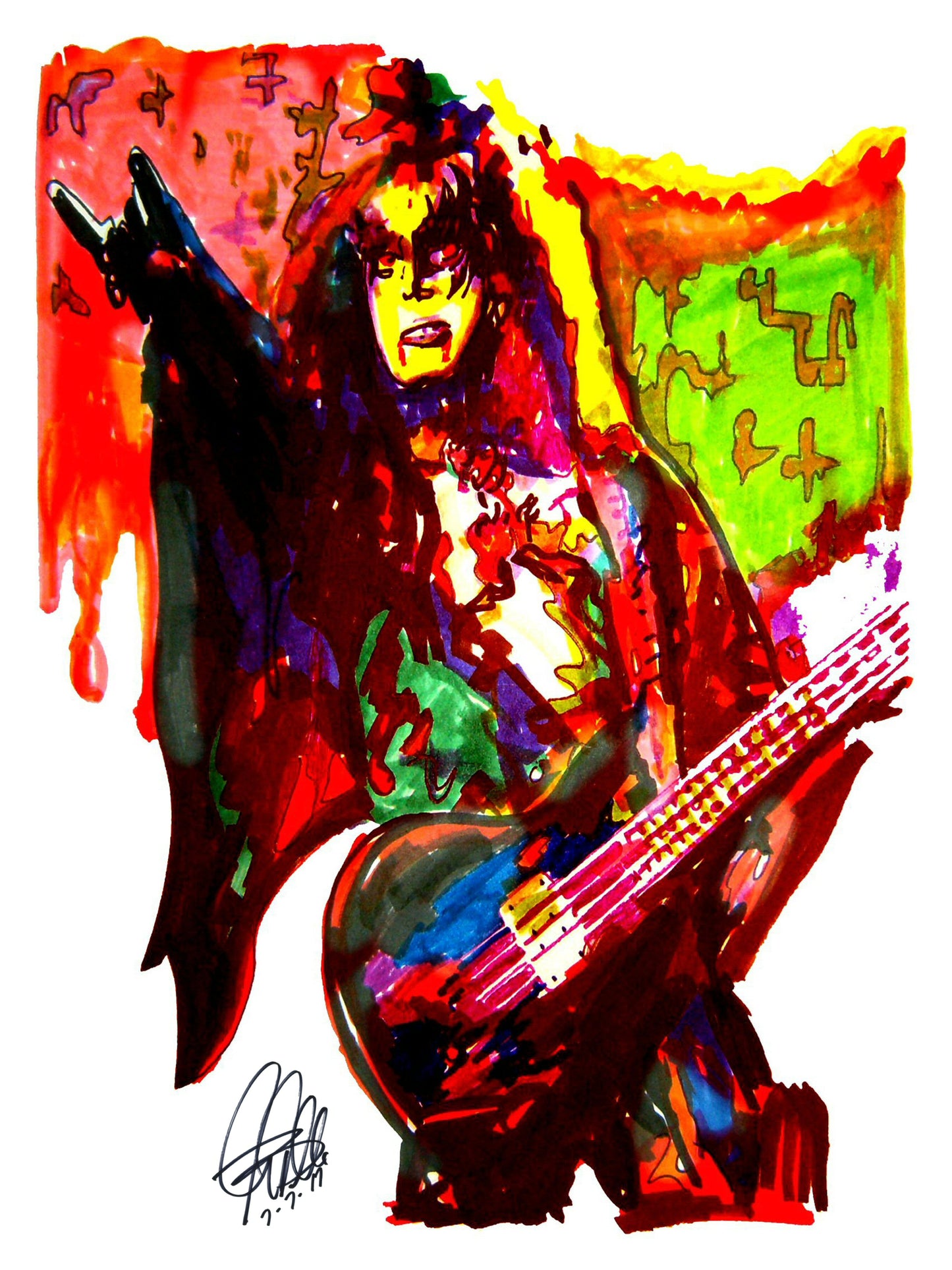 Gene Simmons Kiss Singer Bass Hard Rock Music Poster Print Wall Art 18x24