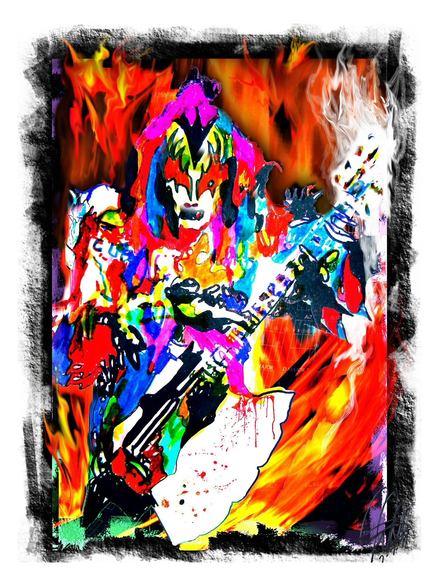 Gene Simmons Kiss Bass Guitar Rock Music Poster Print Wall 8.5x11