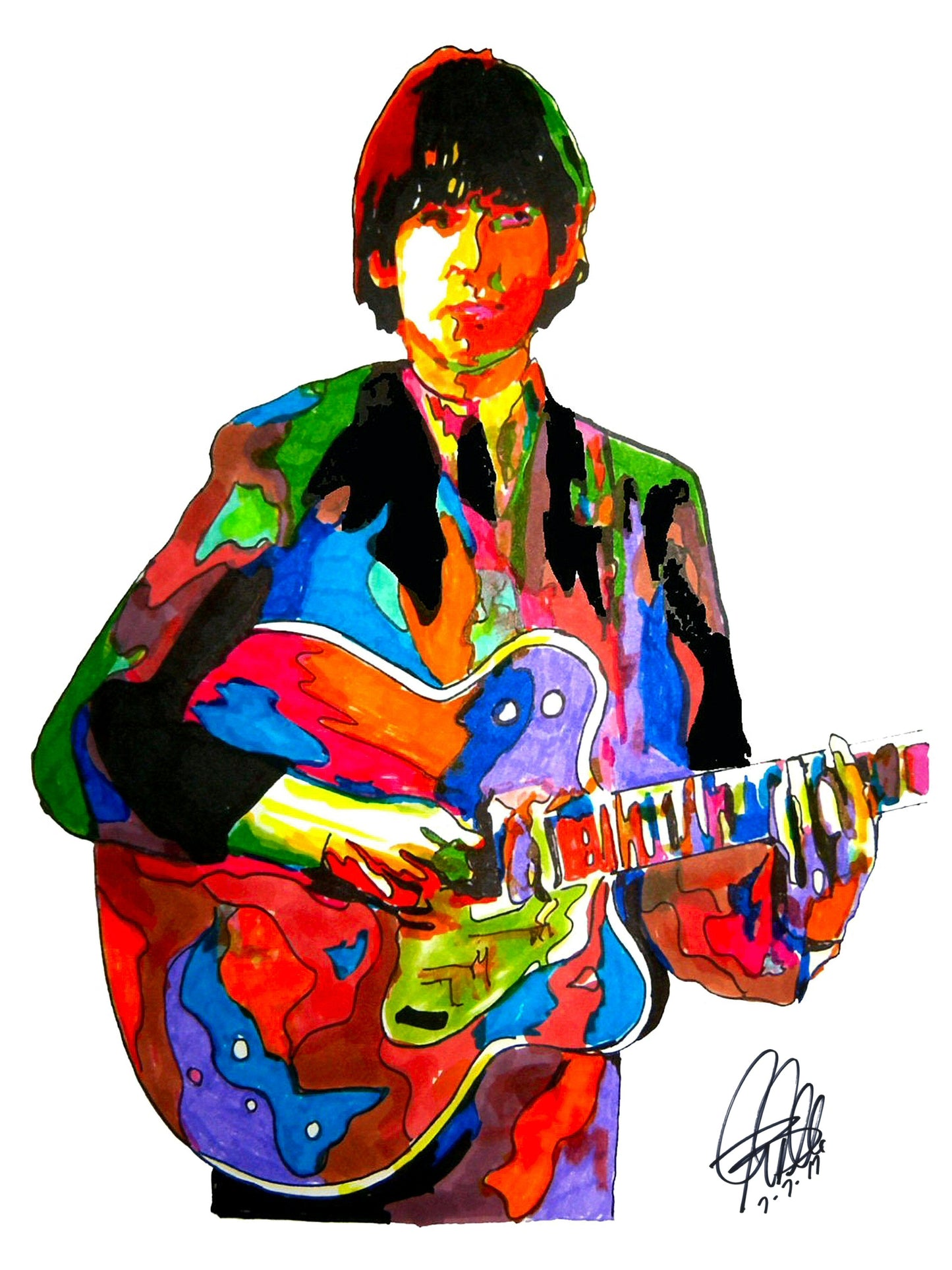 George Harrison The Beatles Guitar Rock Music Poster Print Wall Art 18x24