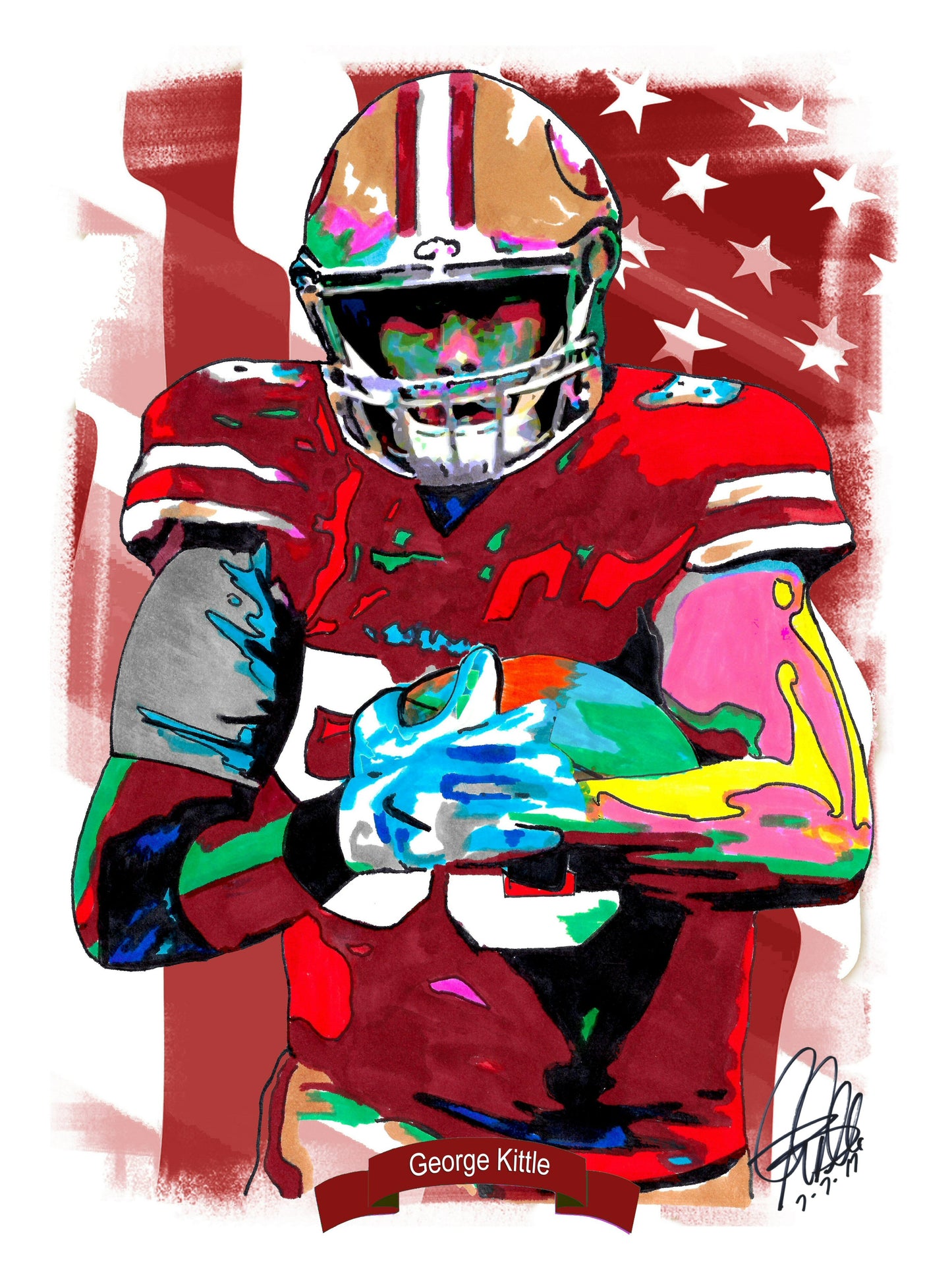 George Kittle San Francisco 49ers Football Print Poster Wall Art 18x24