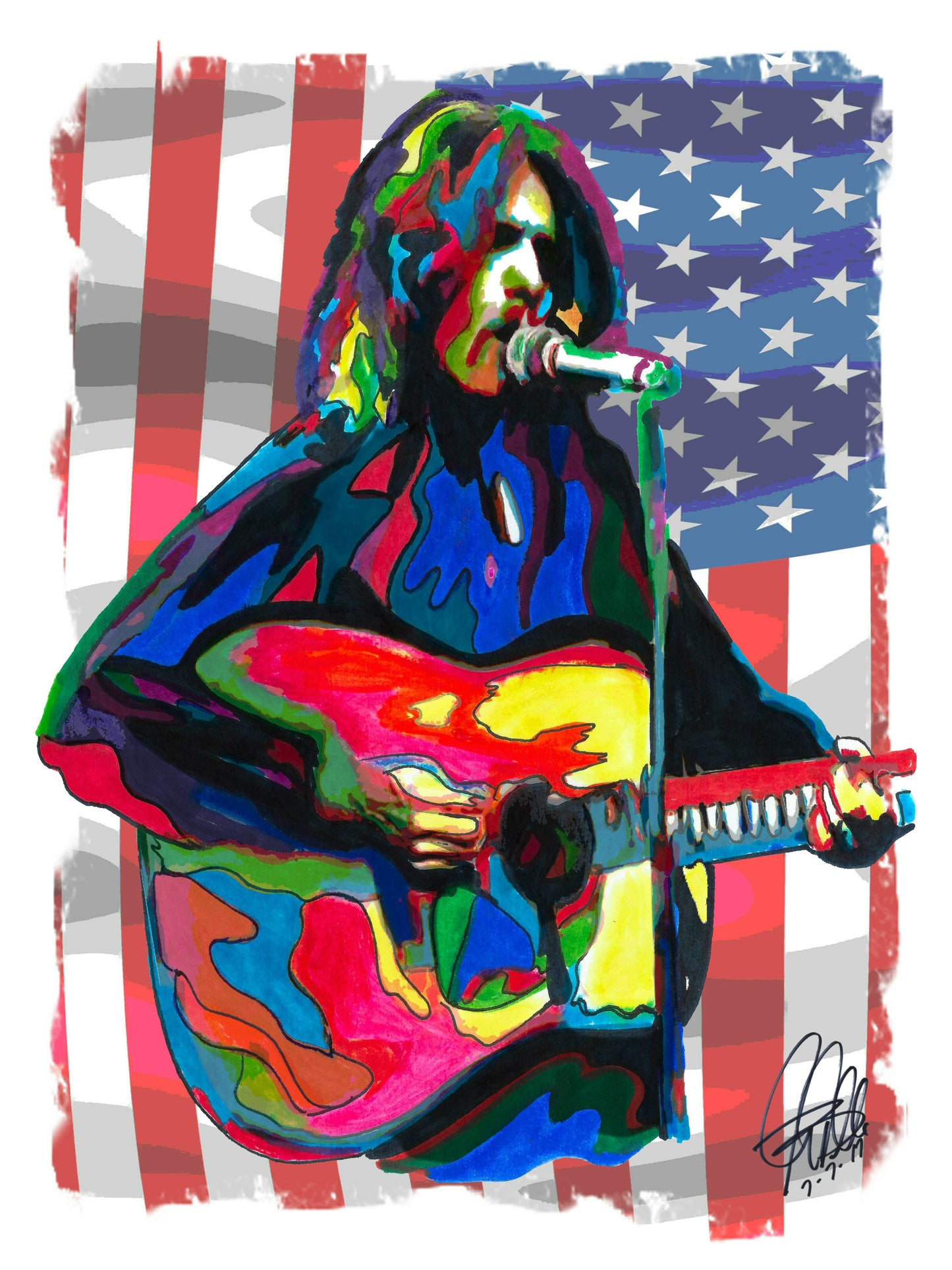 Glenn Frey Eagles Singer Guitar Folk Rock Music Poster Print Wall Art 18x24