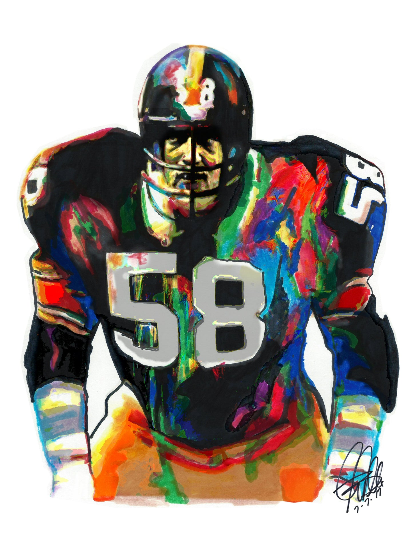 Jack Lambert Pittsburgh Steelers Football Sports Poster Print Wall Art 18x24