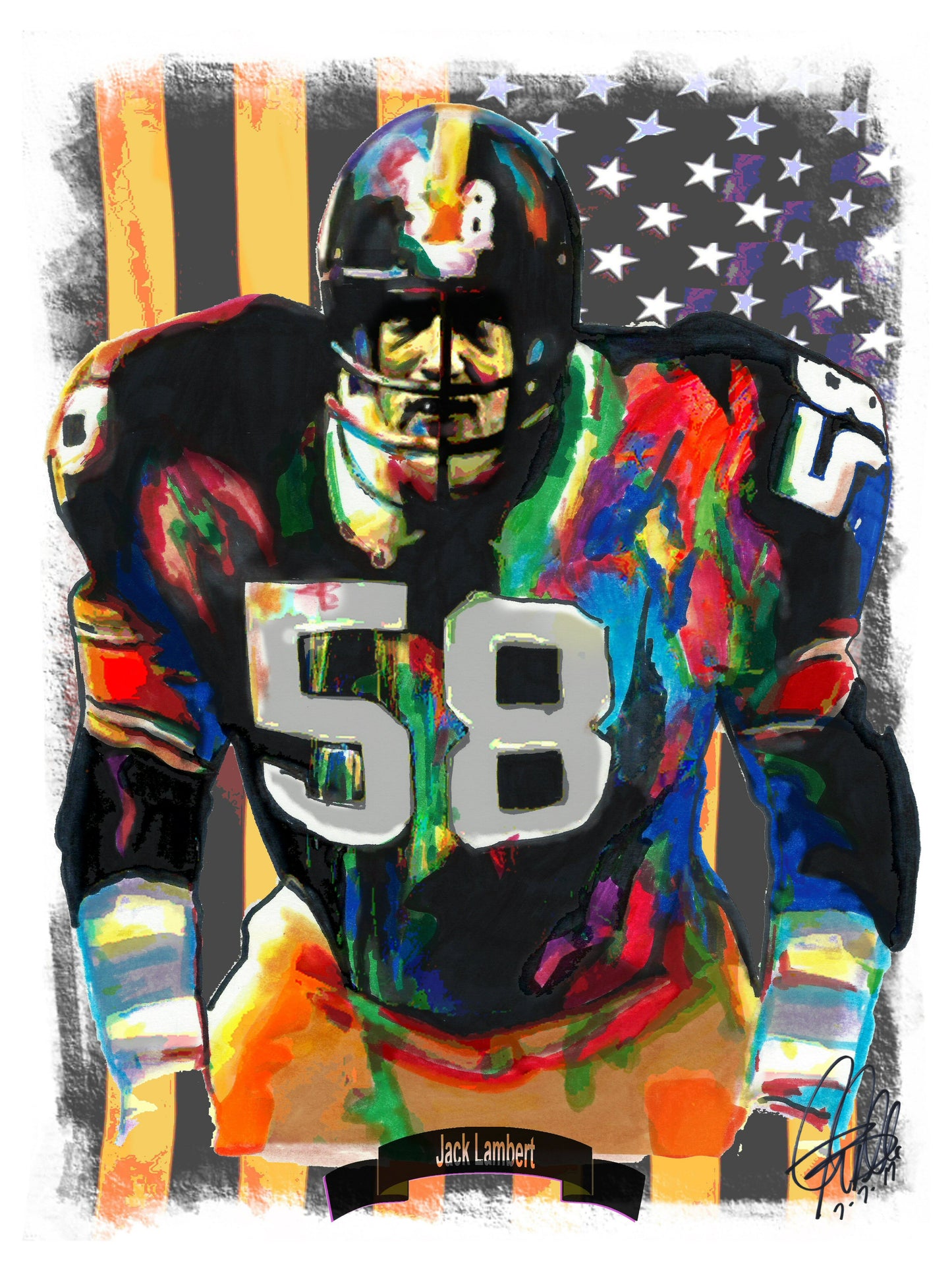 Jack Lambert Pittsburgh Steelers Football Poster Print Wall Art 18x24