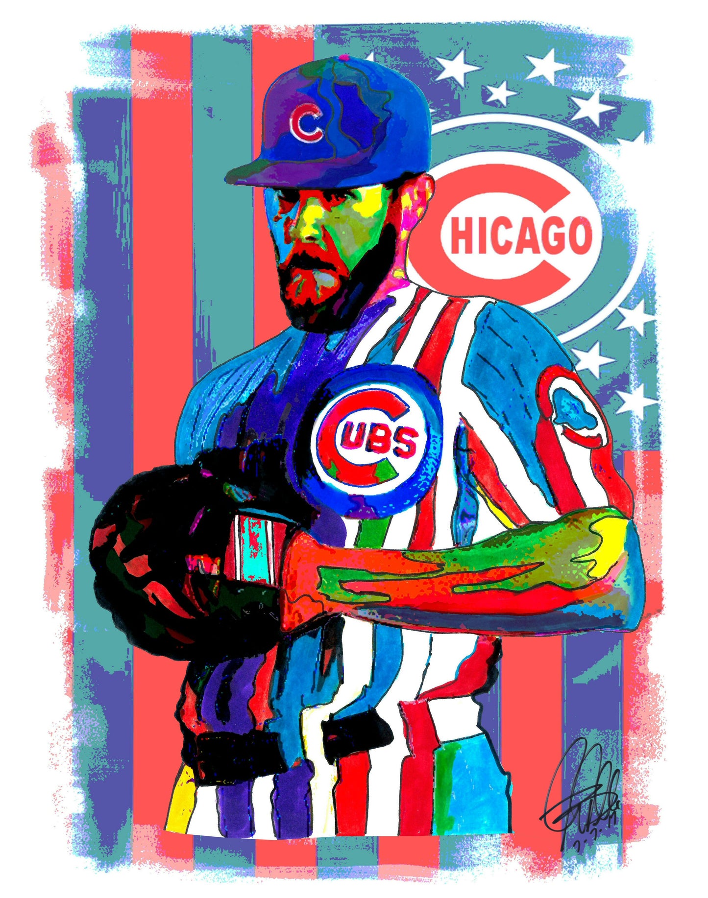 Jake Arrieta Chicago Cubs MLB Baseball Sports Print Poster Wall Art 18x24