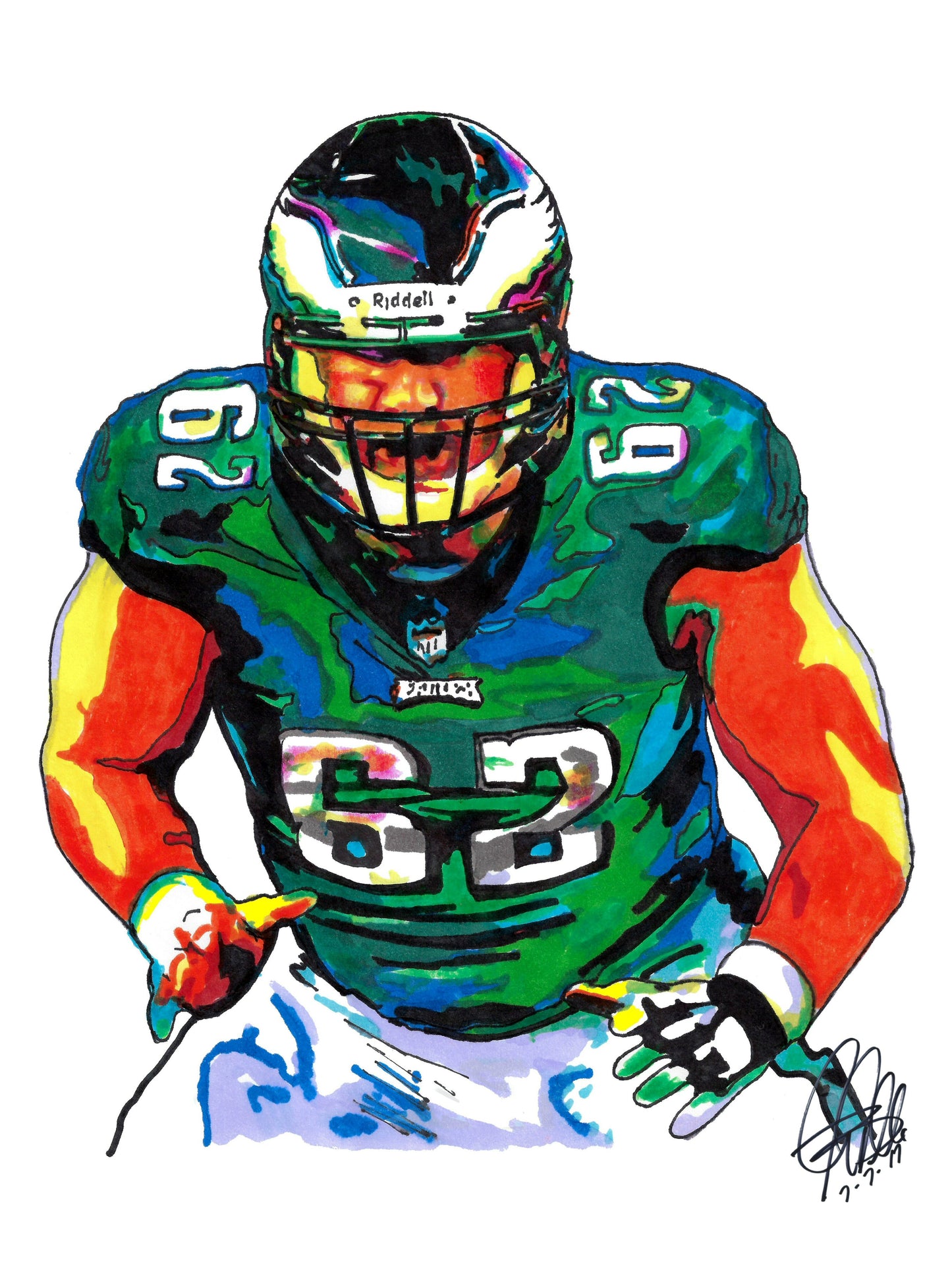 Jason Kelce Philadelphia Eagles Football Sports Poster Print Wall Art 18x24