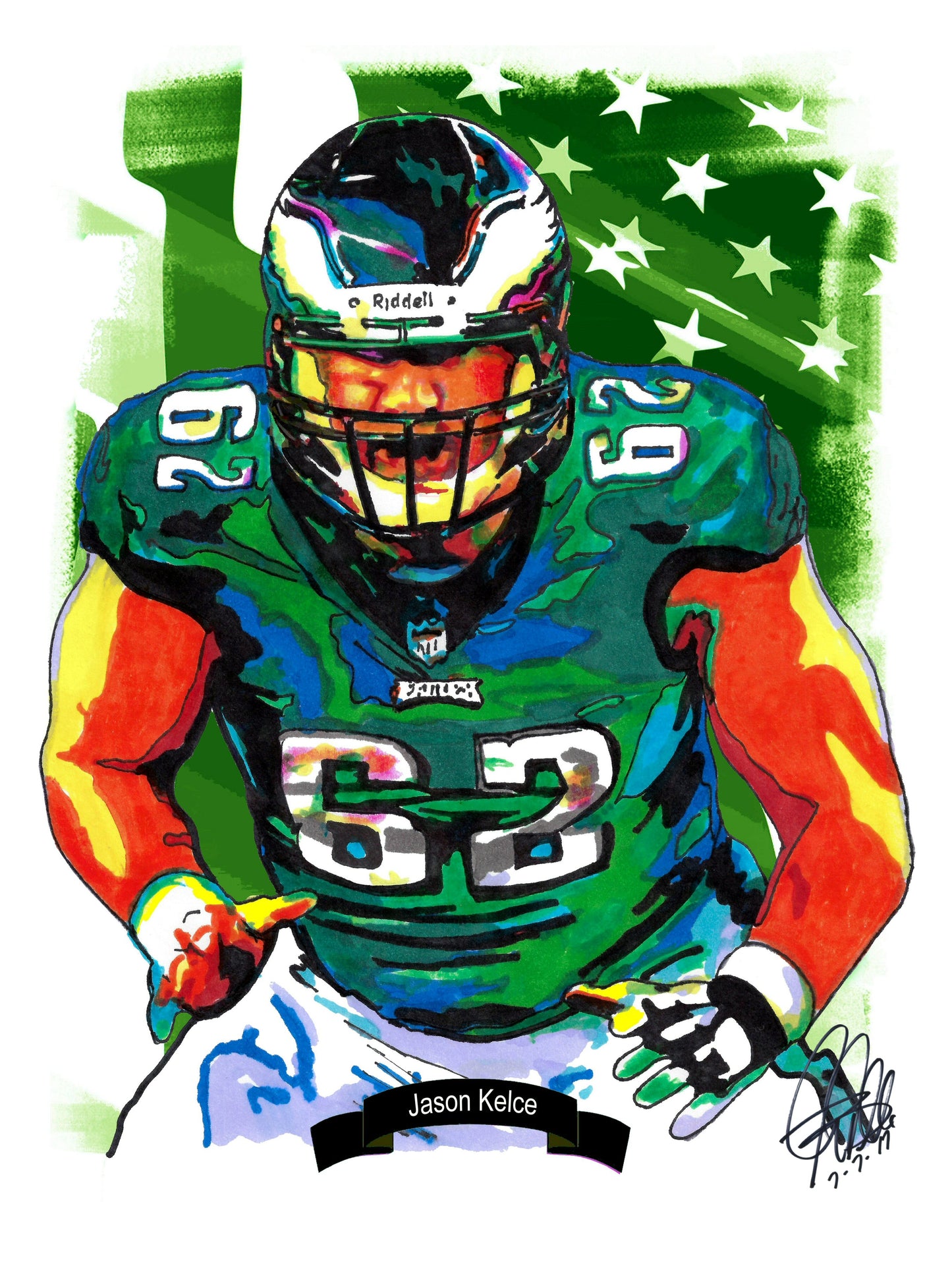 Jason Kelce Philadelphia Eagles Football Center Poster Print Wall Art 18x24