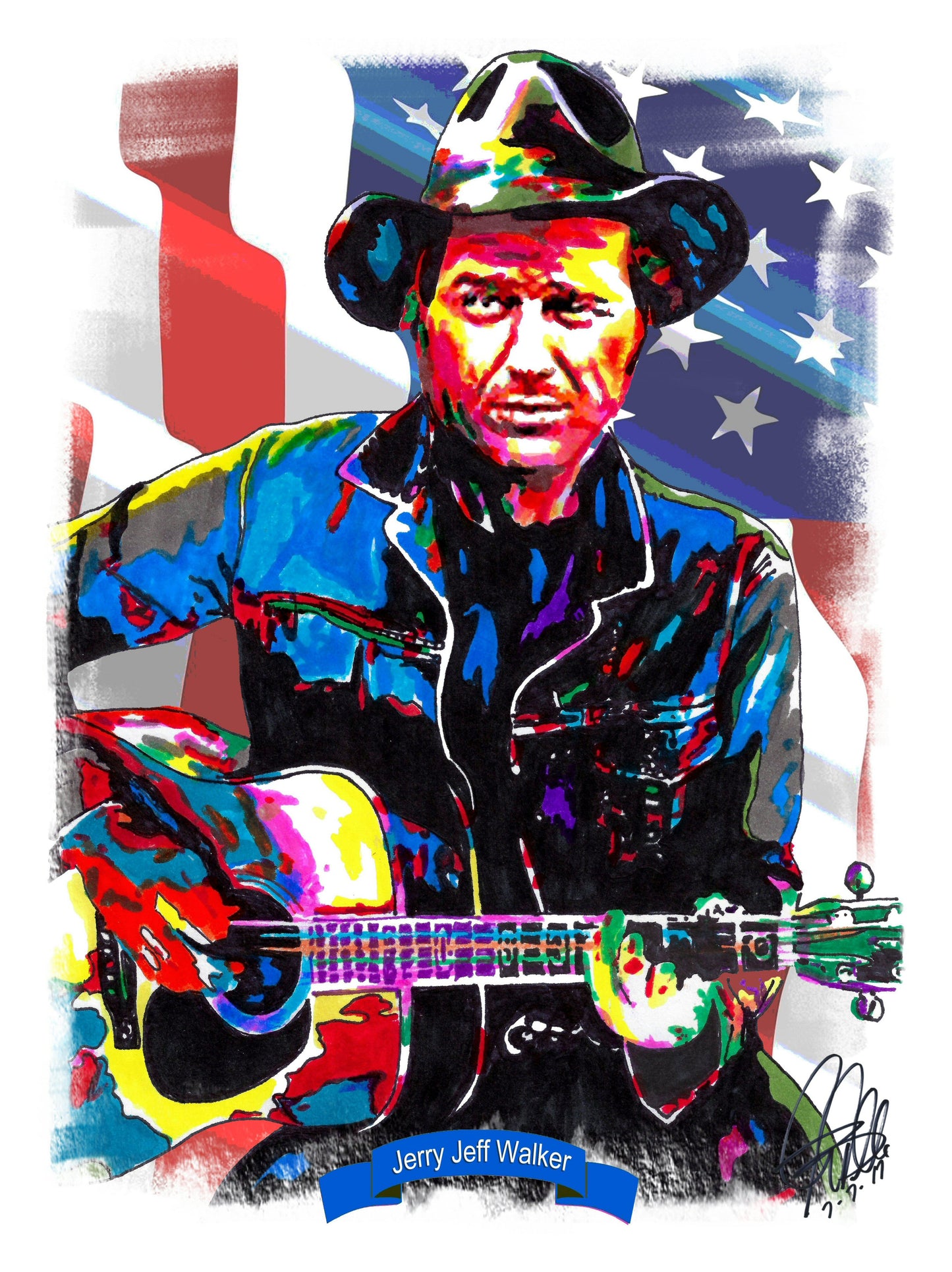 Jerry Jeff Walker Singer Country Music Poster Print Wall Art 18x24