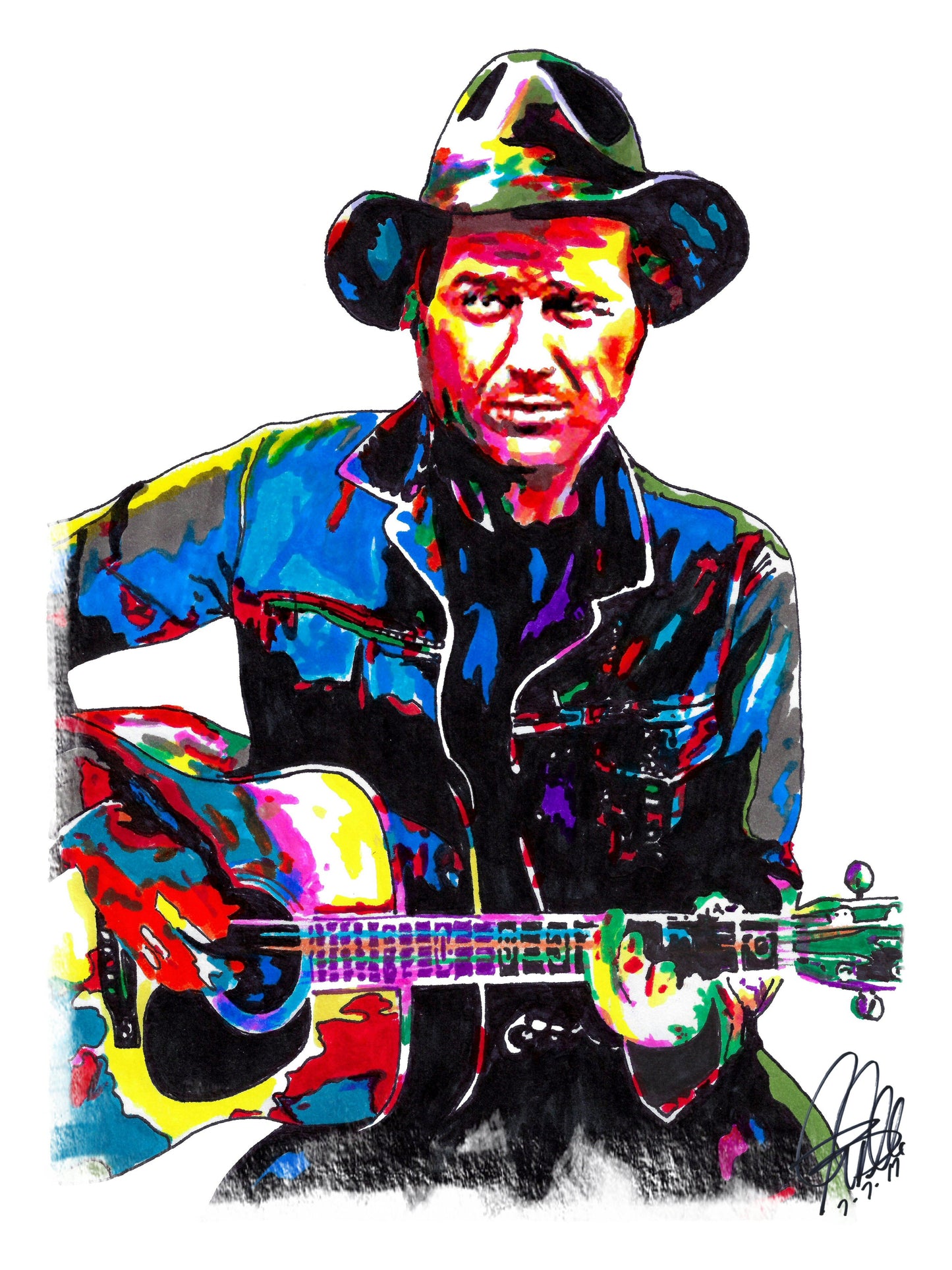 Jerry Jeff Walker Singer Guitar Country Music Poster Print Wall Art 18x24