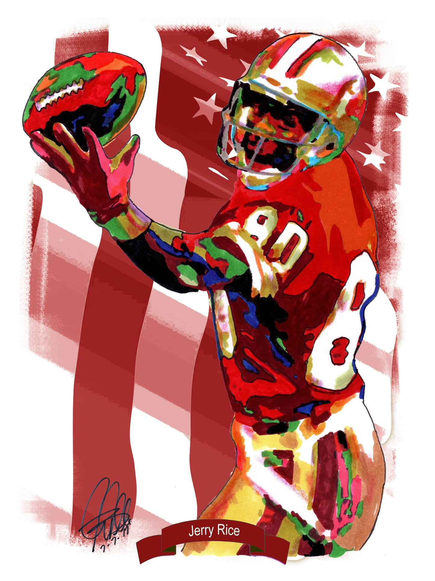 Jerry Rice San Francisco 49ers Football Poster Print Wall Art 18x24