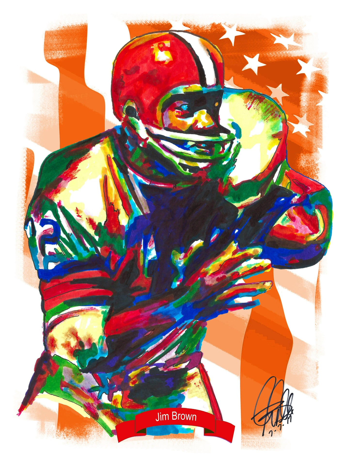 Jim Brown Cleveland Browns Fullback Football Sports Poster Print Wall Art 18x24