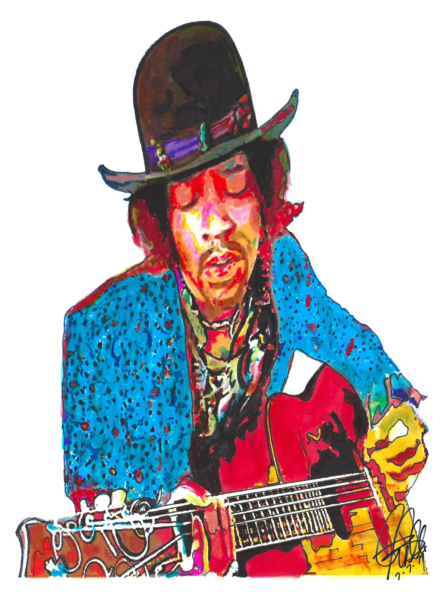 Jimi Hendrix Acoustic Guitar Rock Music Poster Print Wall Art 18x24