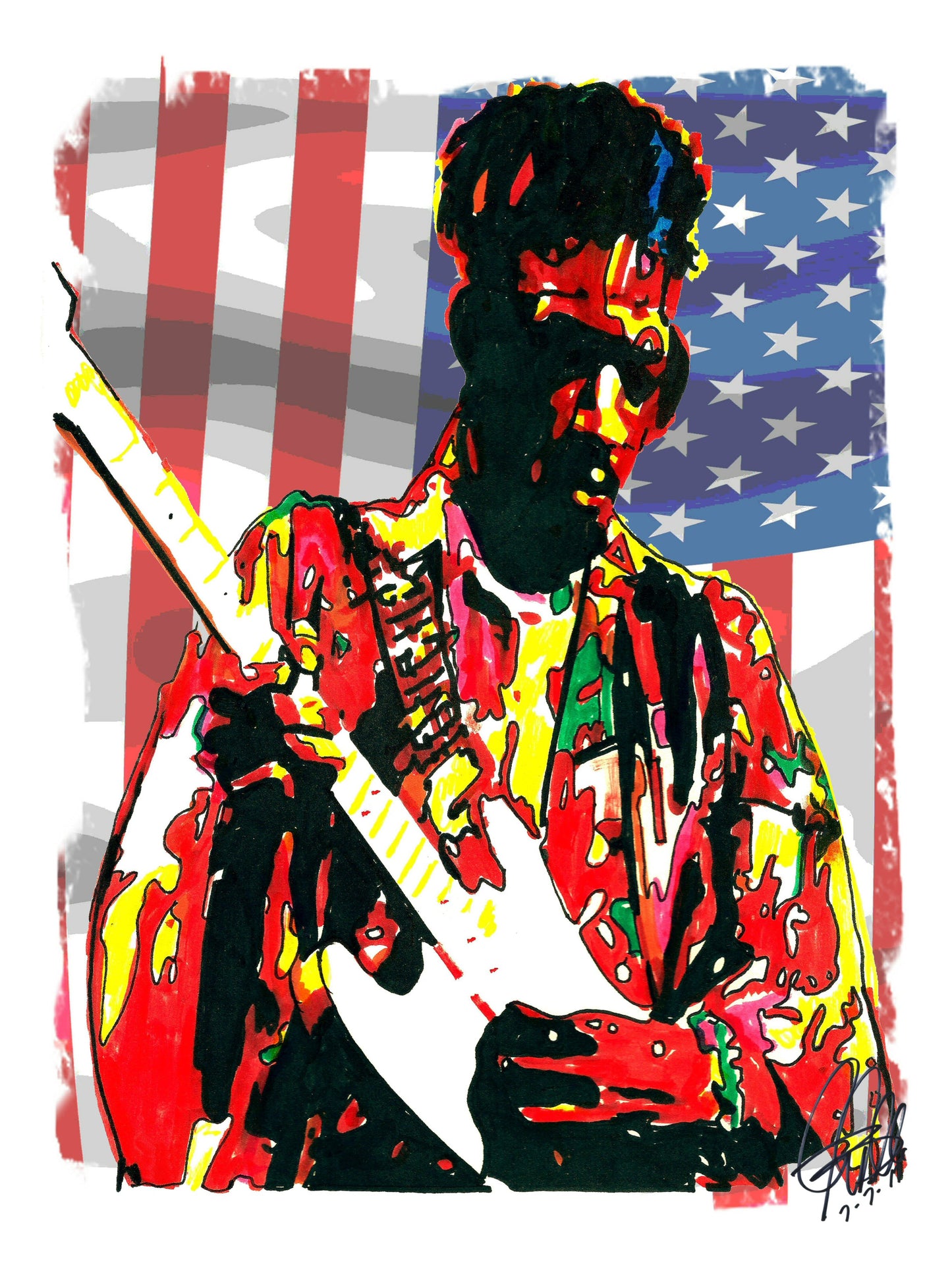 Jimi Hendrix Singer Guitar Hard Rock Music Poster Print Wall Art 18x24