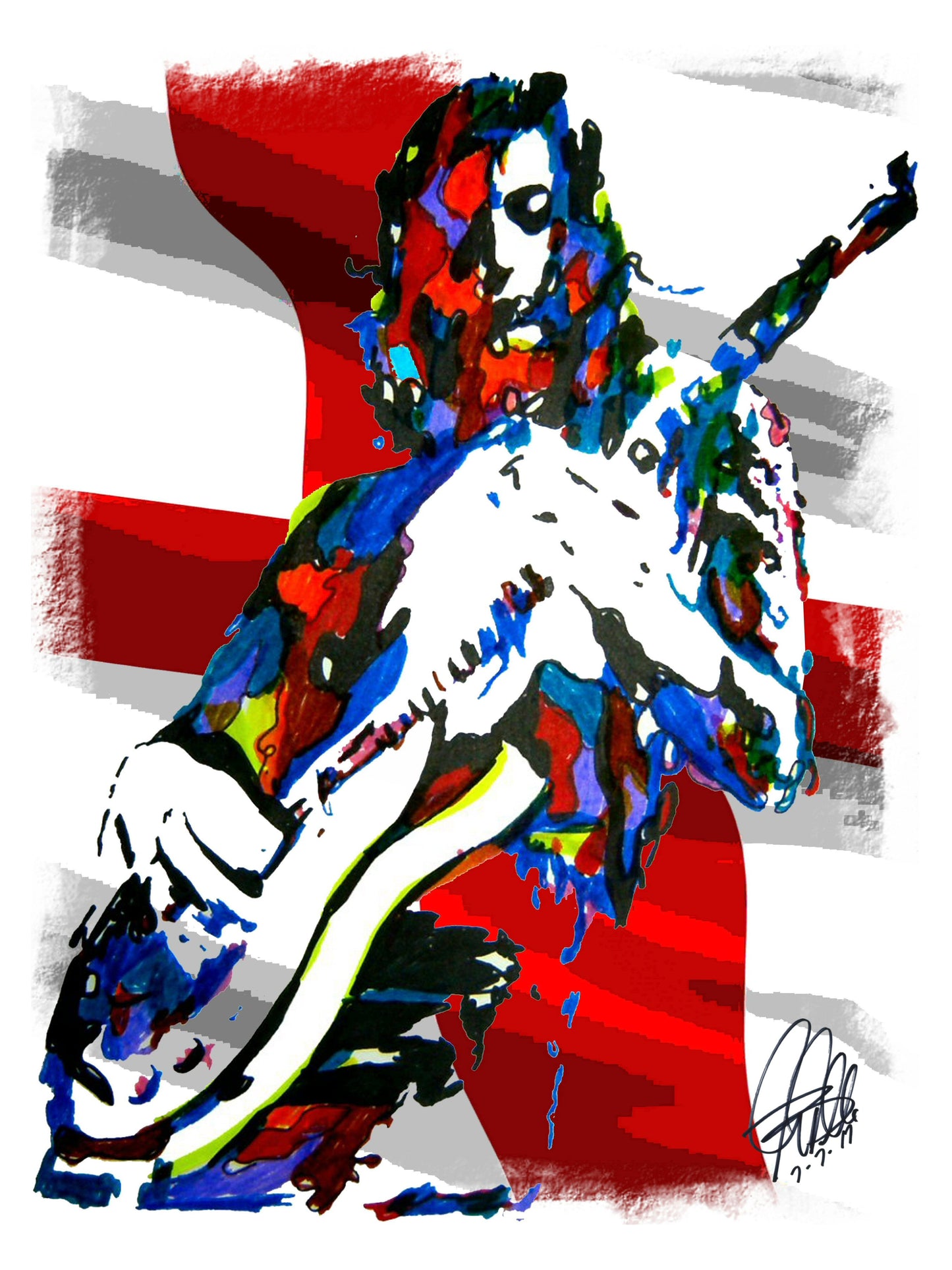 Jimmy Page Led Zeppelin Guitar Poster Print Wall Art 8.5x11