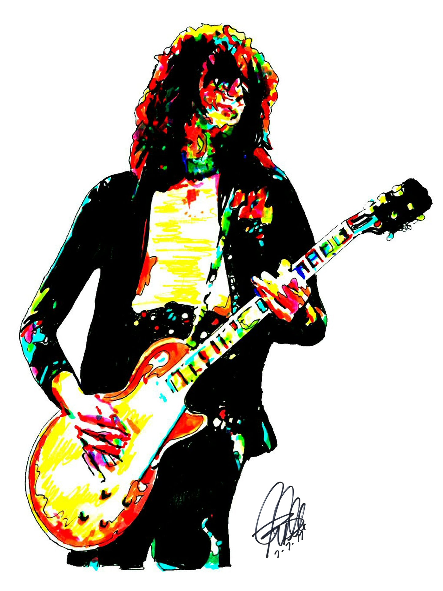 Jimmy Page Led Zeppelin Gibson Guitar Music Print Poster Wall Art 8.5x11