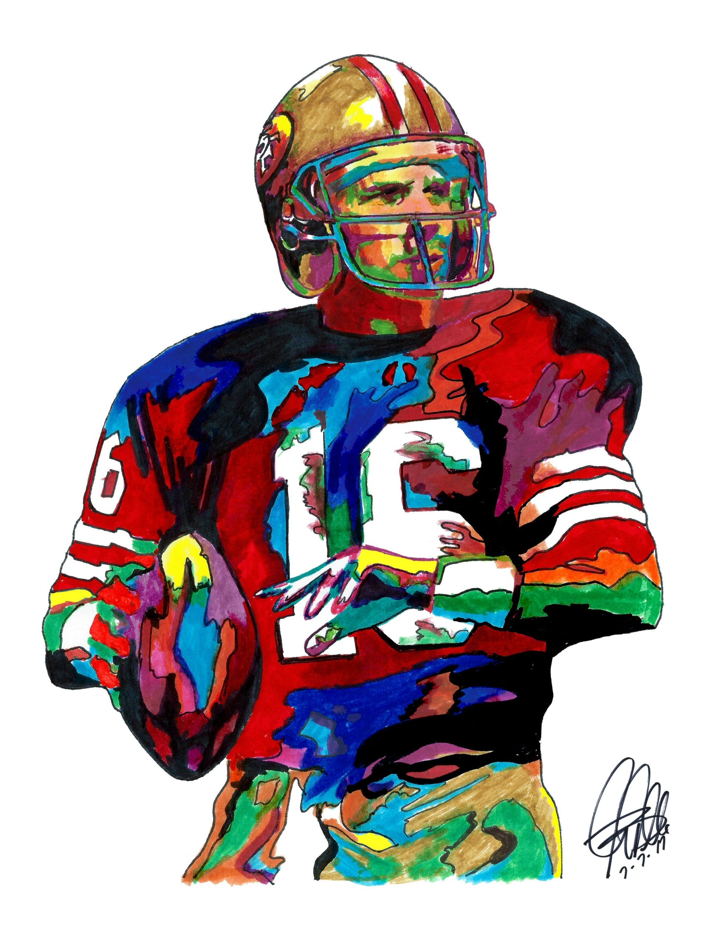 Joe Montana San Francisco 49ers QB Football Poster Print Wall Art 18x24