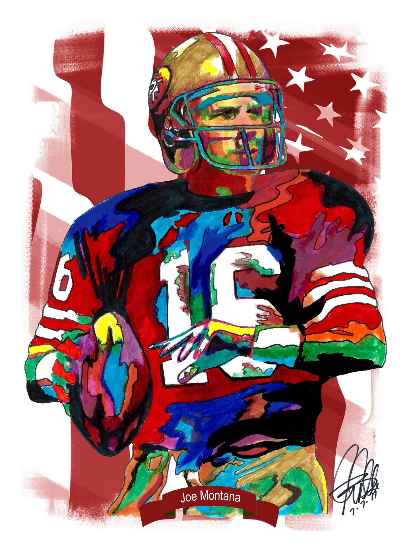 Joe Montana San Francisco 49ers QB Football Sports Poster Print Wall Art 18x24