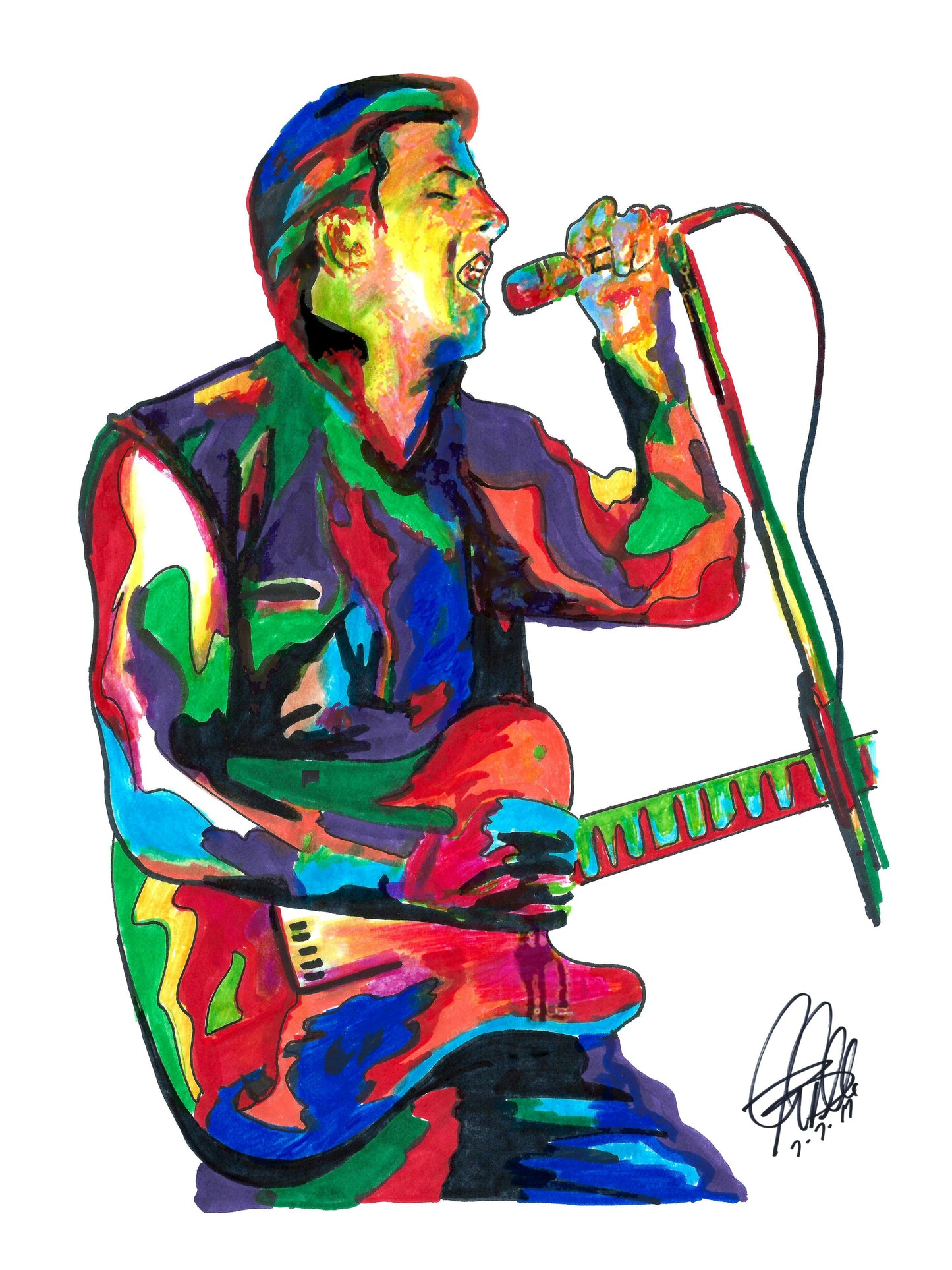 Joe Strummer The Clash Singer Punk Rock Music Poster Print Wall Art 8.5x11