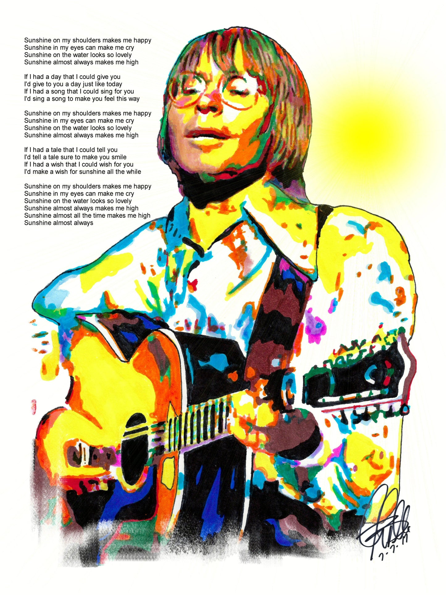 John Denver Sunshine on My Shoulders Singer Music Poster Print Wall Art 18x24