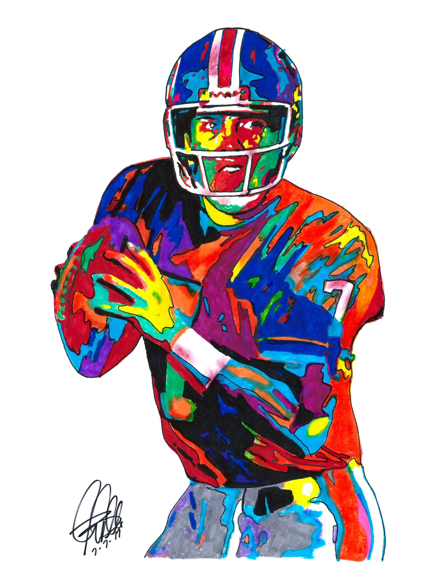 John Elway Denver Broncos QB Football Sports Poster Print Wall Art 18x24