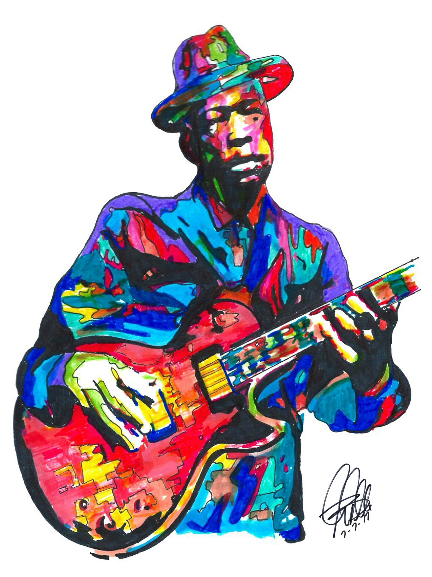 John Lee Hooker Singer Guitar Blues Music Poster Print Wall Art 18x24