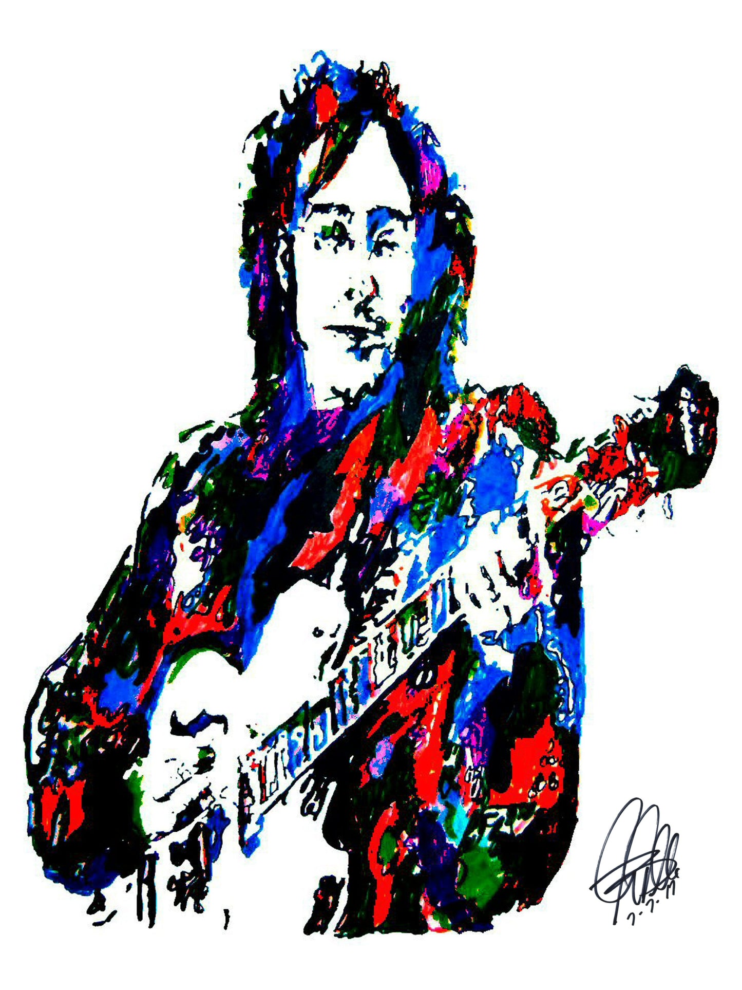 John Lennon The Beatles Singer Guitar Music Print Poster Wall Art 18x24