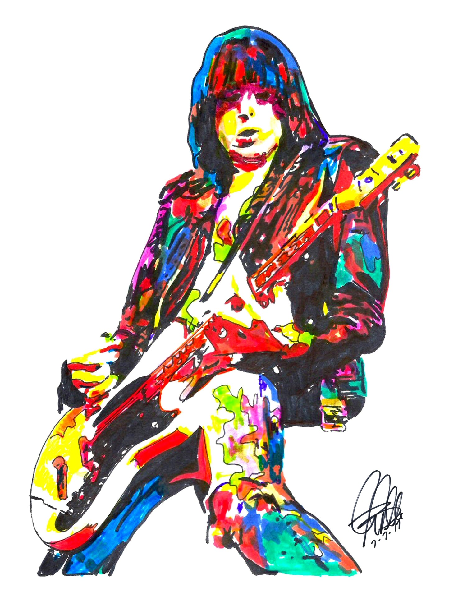 Johnny Ramone Ramones Guitar Punk Rock Music Poster Print Wall Art 18x24