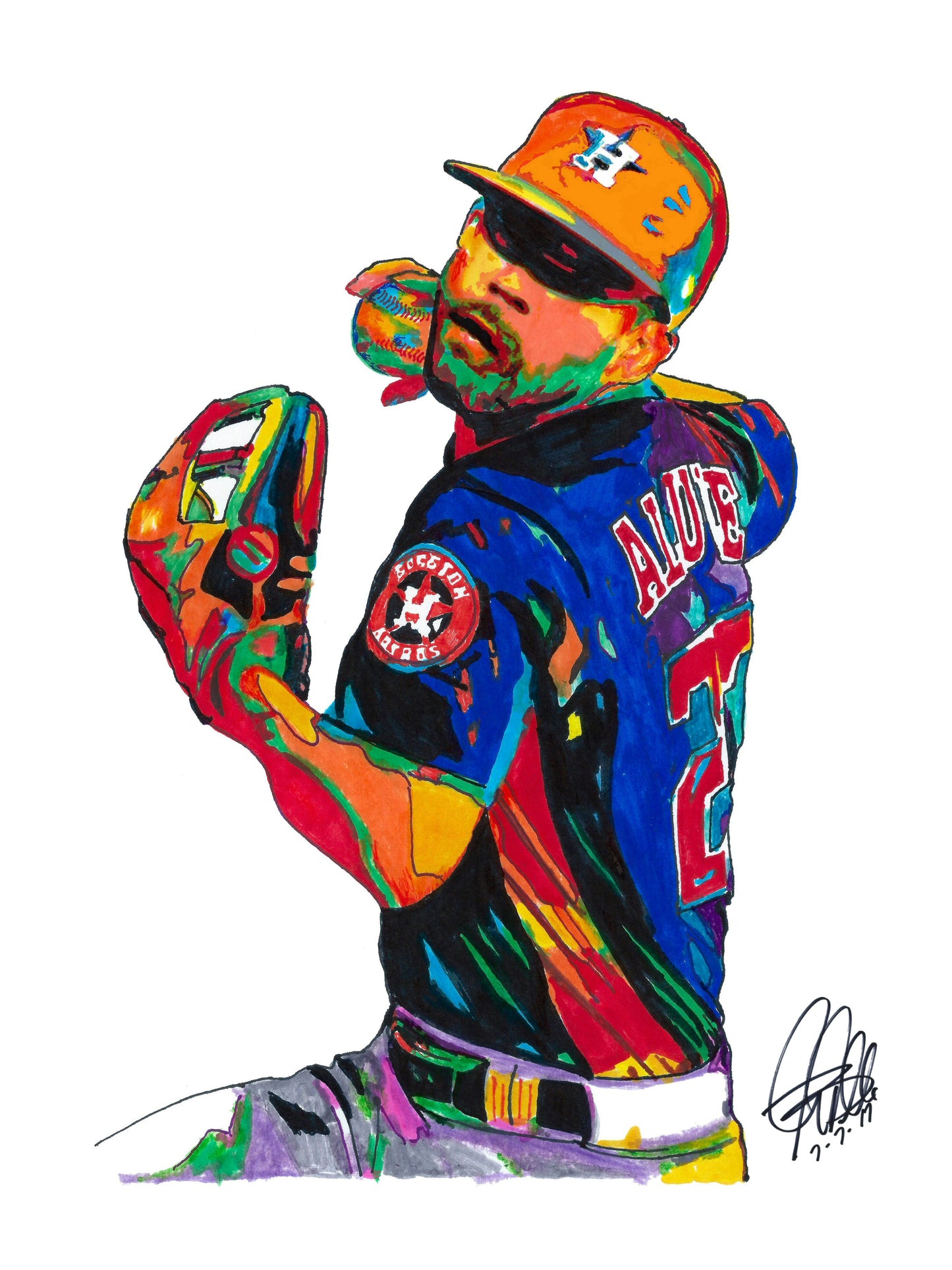 Jose Altuve Houston Astros 2nd Base Baseball Sports Poster Print Wall Art 18x24