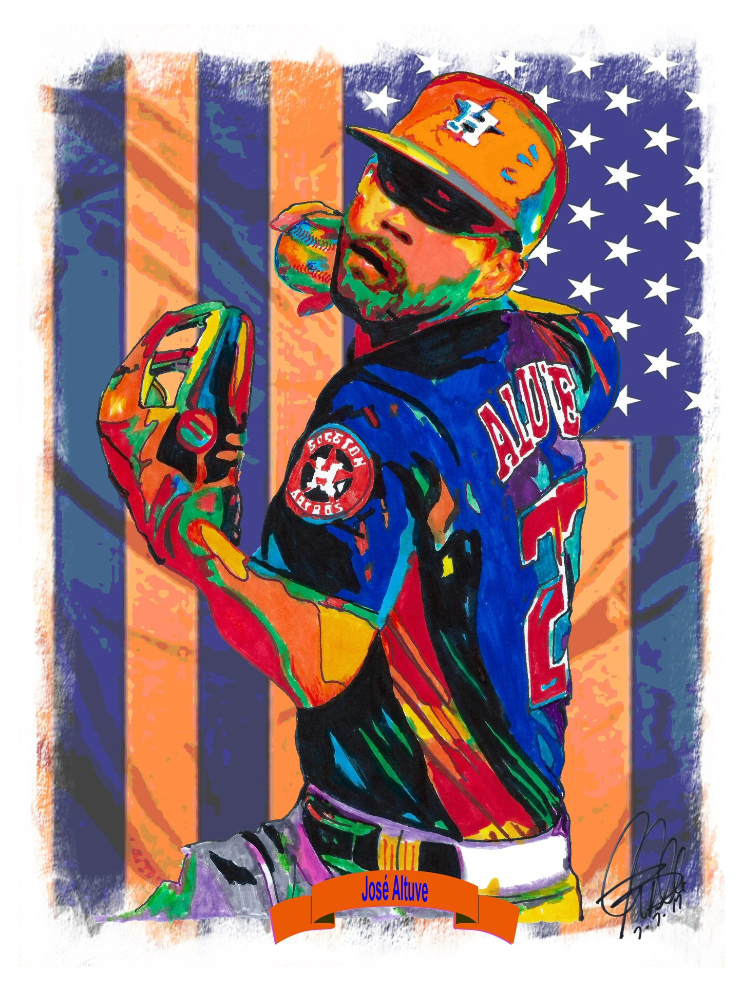 Jose Altuve Houston Astros Baseball Sports Poster Print Wall Art 8.5x11