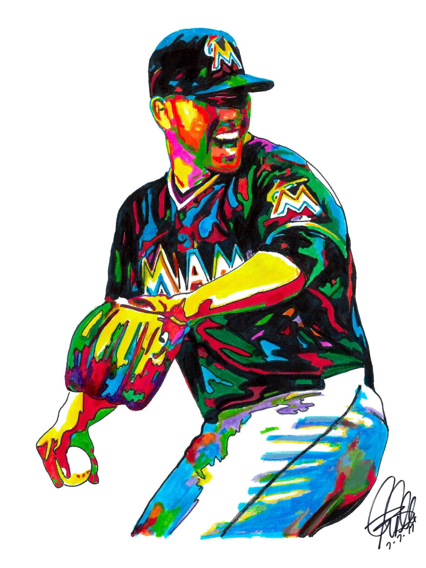 Jose Fernandez Miami Marlins Baseball Sports Poster Print Wall Art 18x24