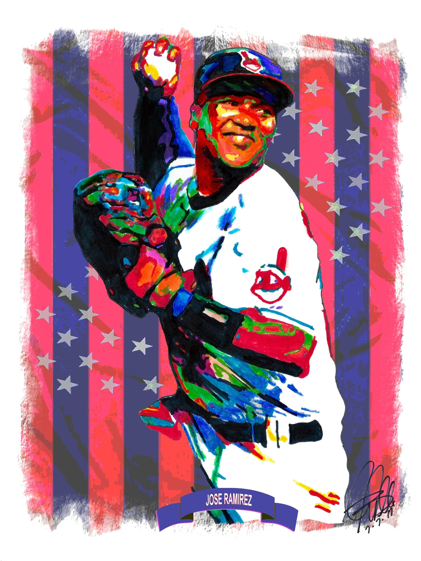 Jose Ramirez Cleveland Indians Baseball Sports Poster Print Wall Art 18x24