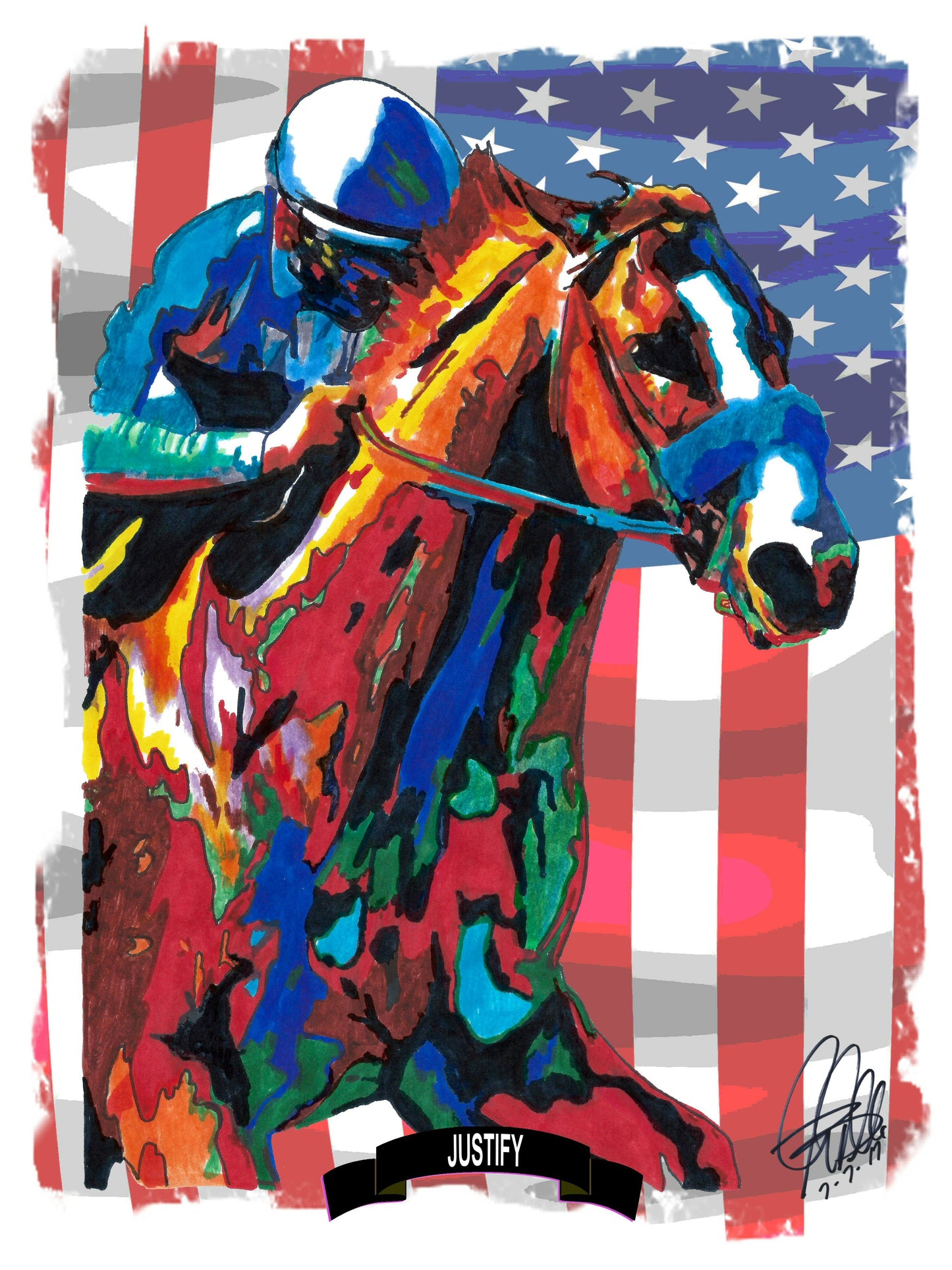 Justify Triple Crown Preakness Stakes Horse Racing Poster Print Wall Art 18x24