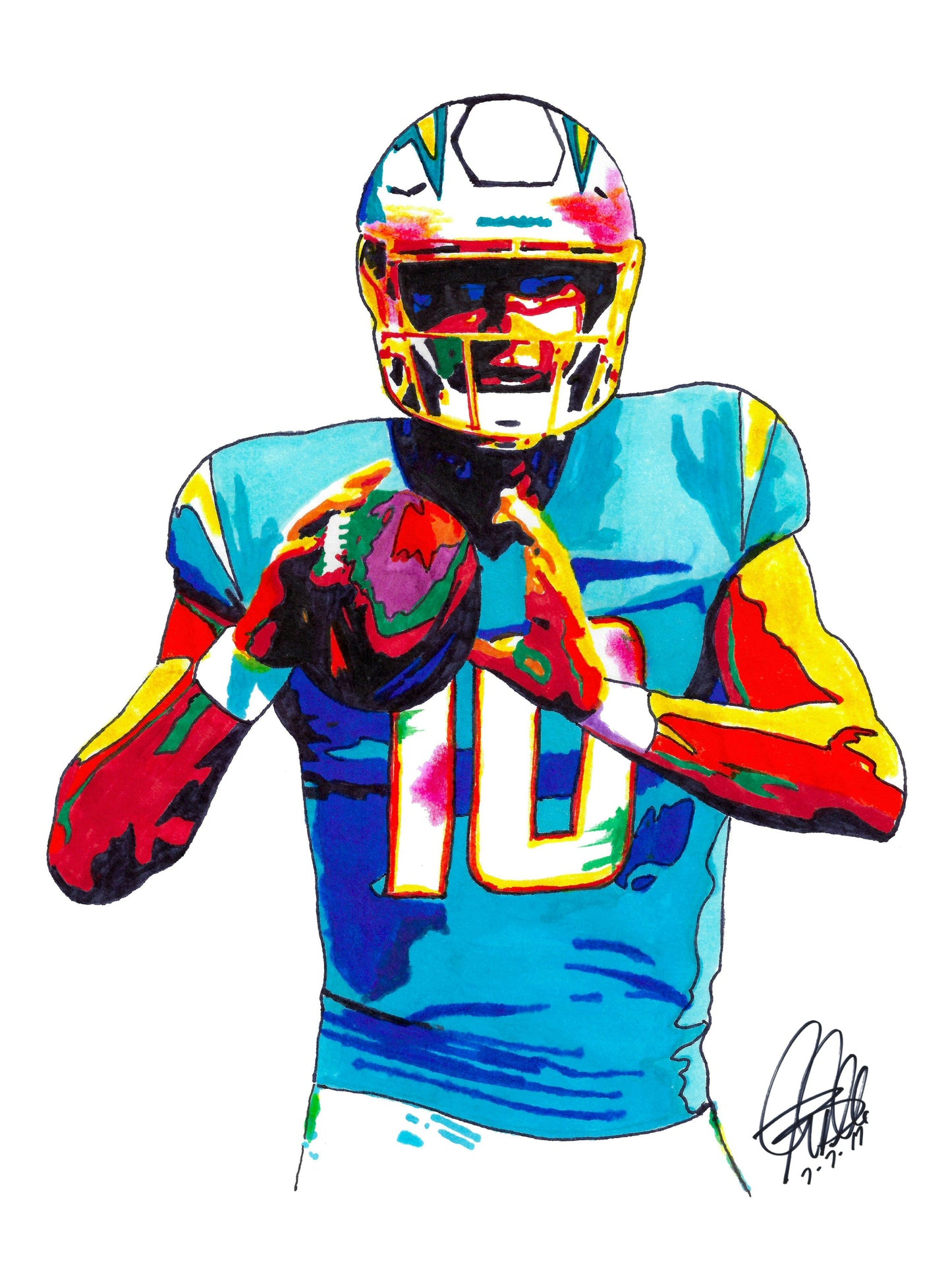 Justin Herbert Los Angeles Chargers QB Football Poster Print Wall Art 8.5x11