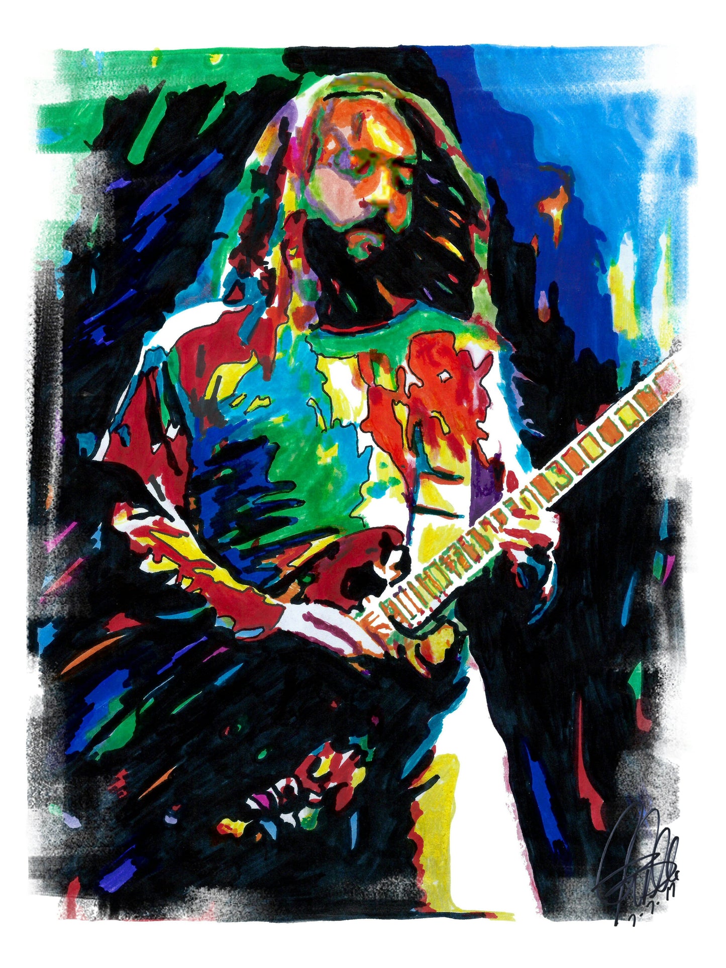 Kim Thayil Soundgarden Guitar Heavy Metal Music Poster Print Wall Art 8.5x11