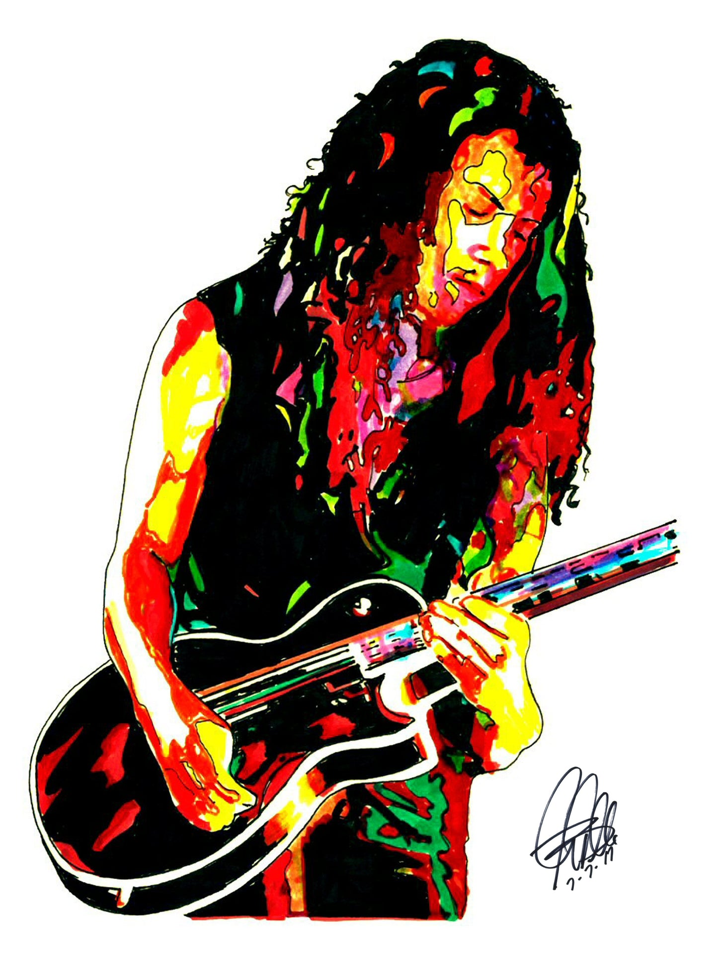 Kirk Hammett Metallica Guitar Heavy Metal Poster Metal Print Wall Art 18x24