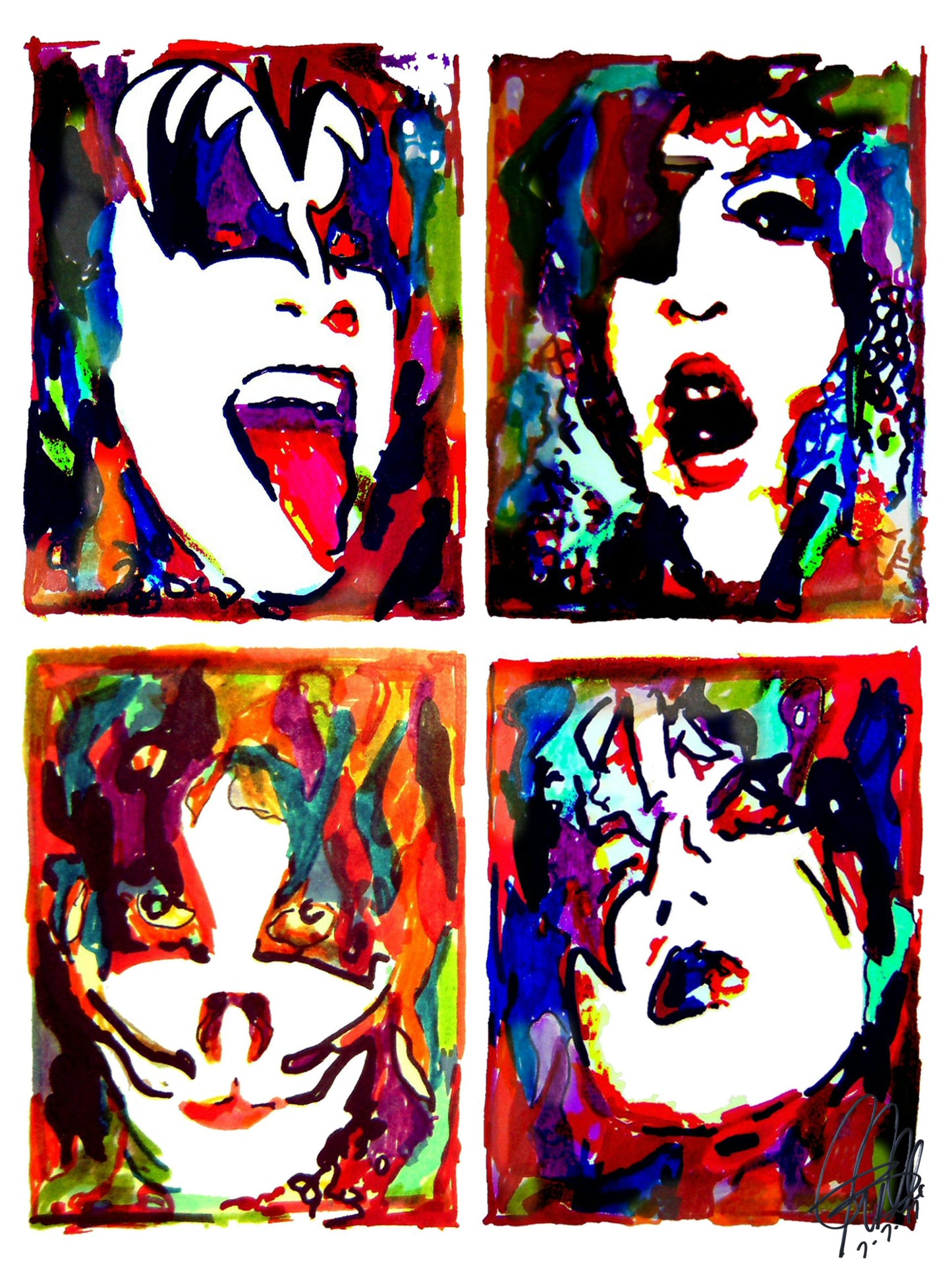 Kiss Paul Gene Ace Peter Hard Rock Music Print Poster Wall Art 18x24