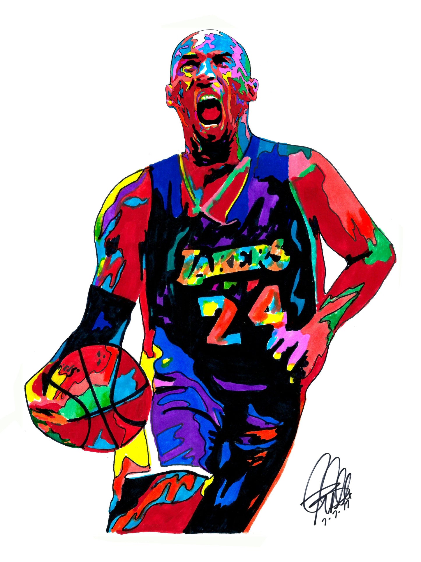 Kobe Bryant Los Angeles Lakers Basketball Sports Poster Print Wall Art 8.5x11