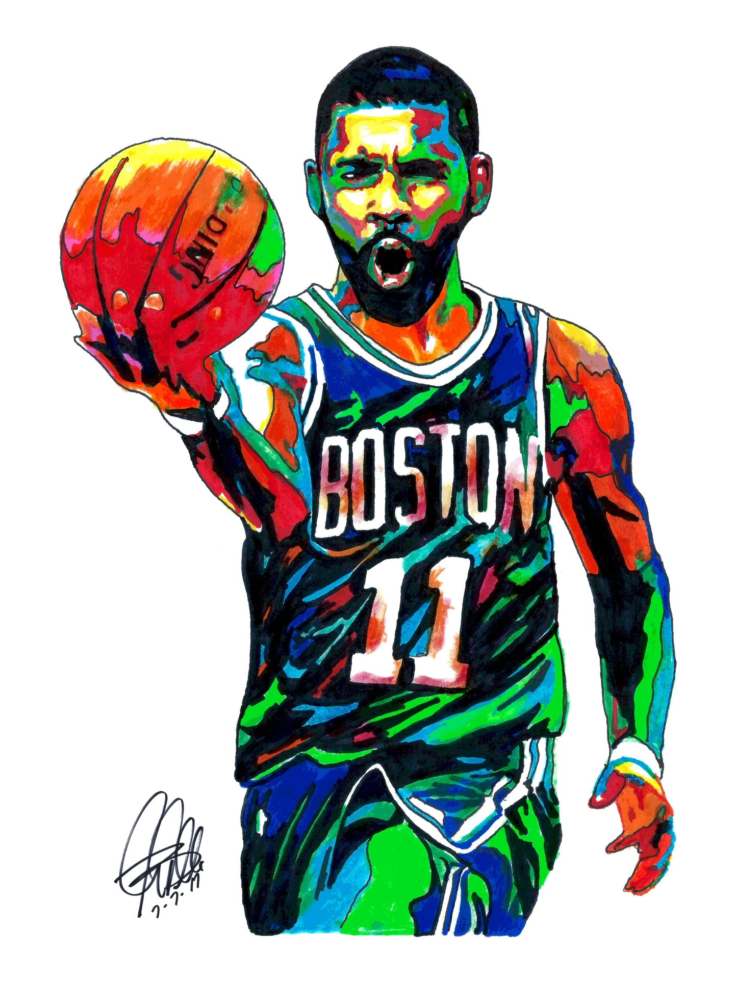 Kyrie Irving Boston Celtics Basketball Sports Poster Print Wall Art 8.5x11