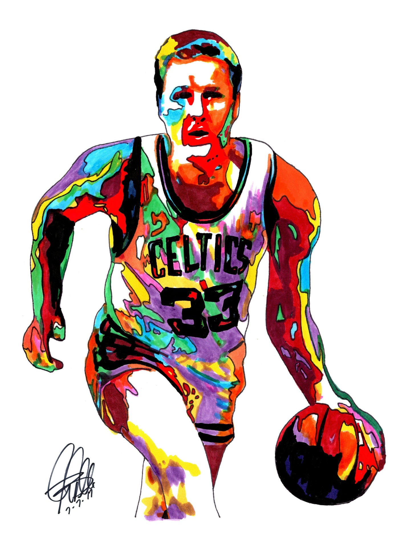 Larry Bird Boston Celtics Basketball Sports Poster Print Wall Art 18x24