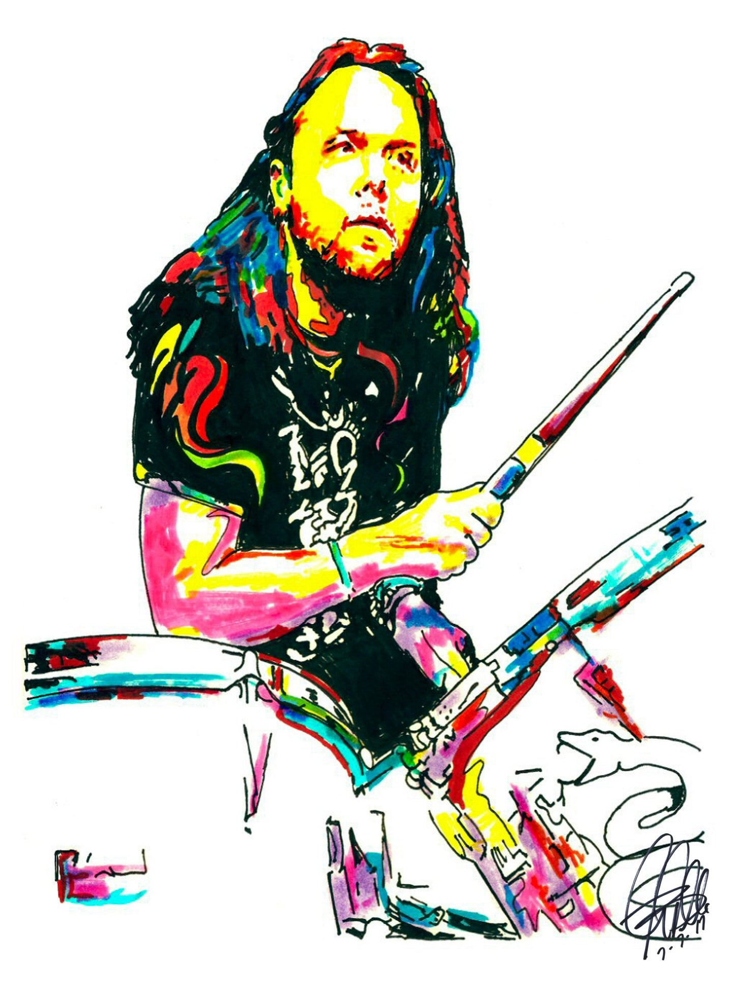 Lars Ulrich Metallica Drums Heavy Metal Music Poster Print Wall Art 18x24